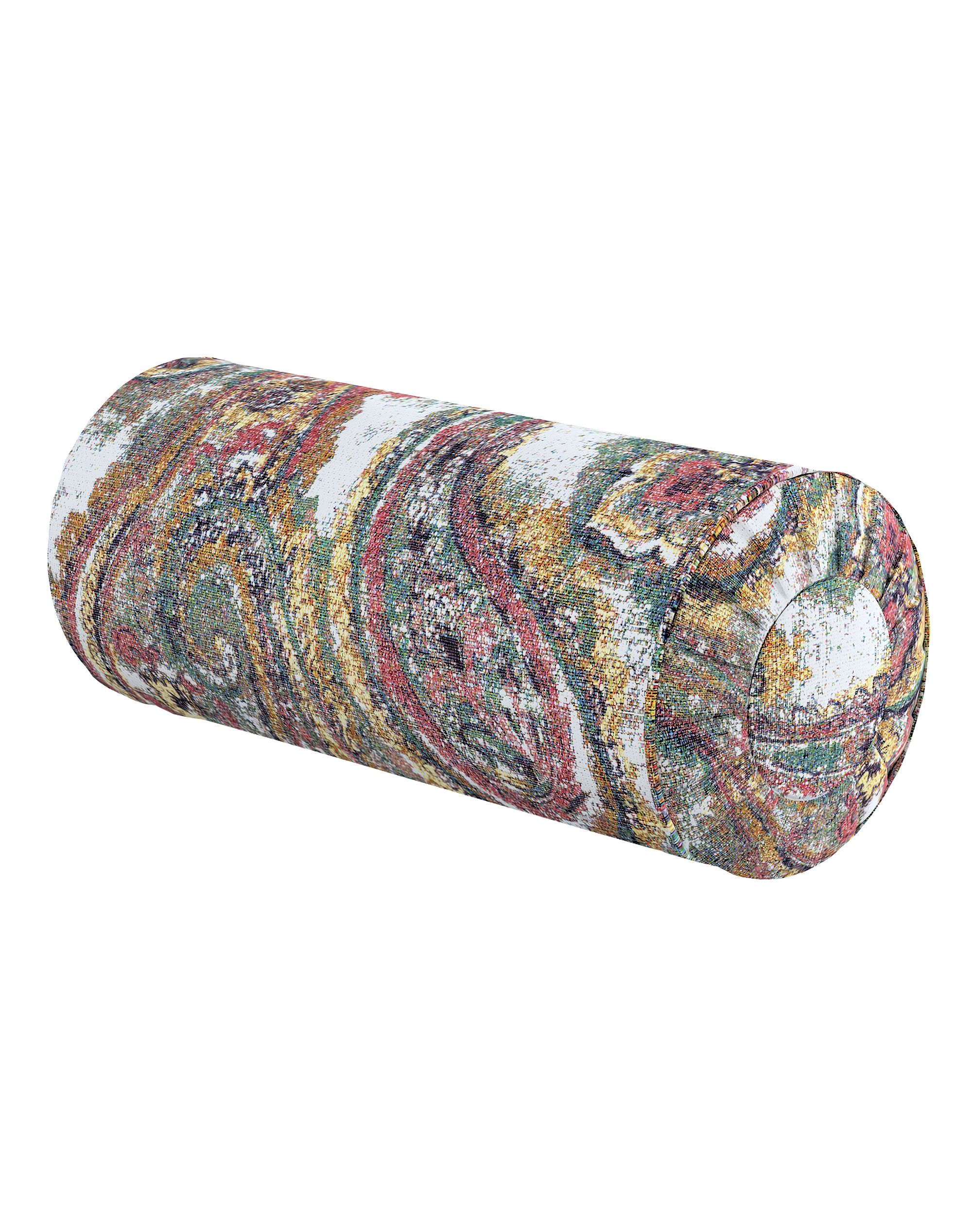 Bolster pillow with pleats colour multicolour fabric structured, patterned