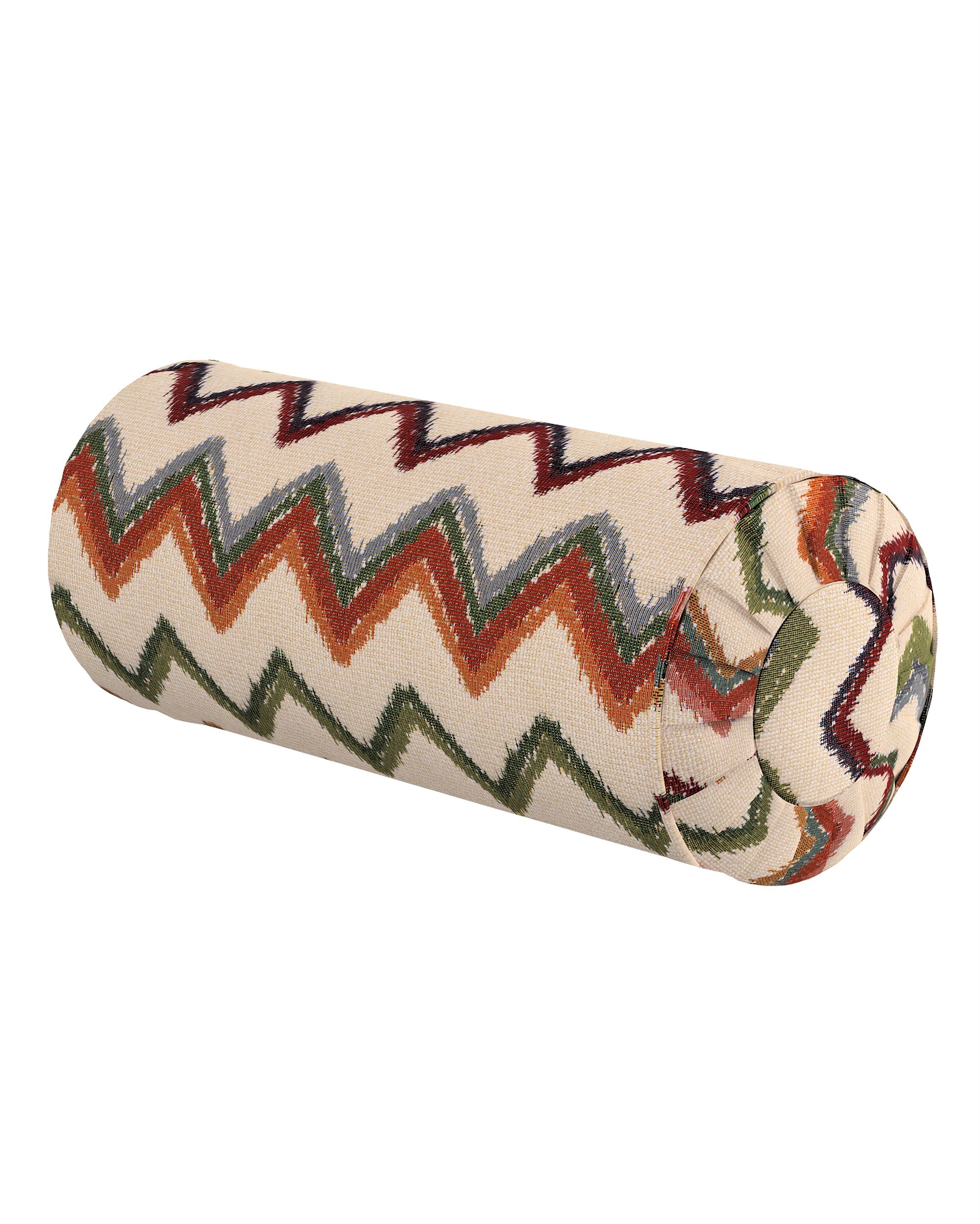 Bolster pillow with pleats colour multicolour fabric structured, patterned