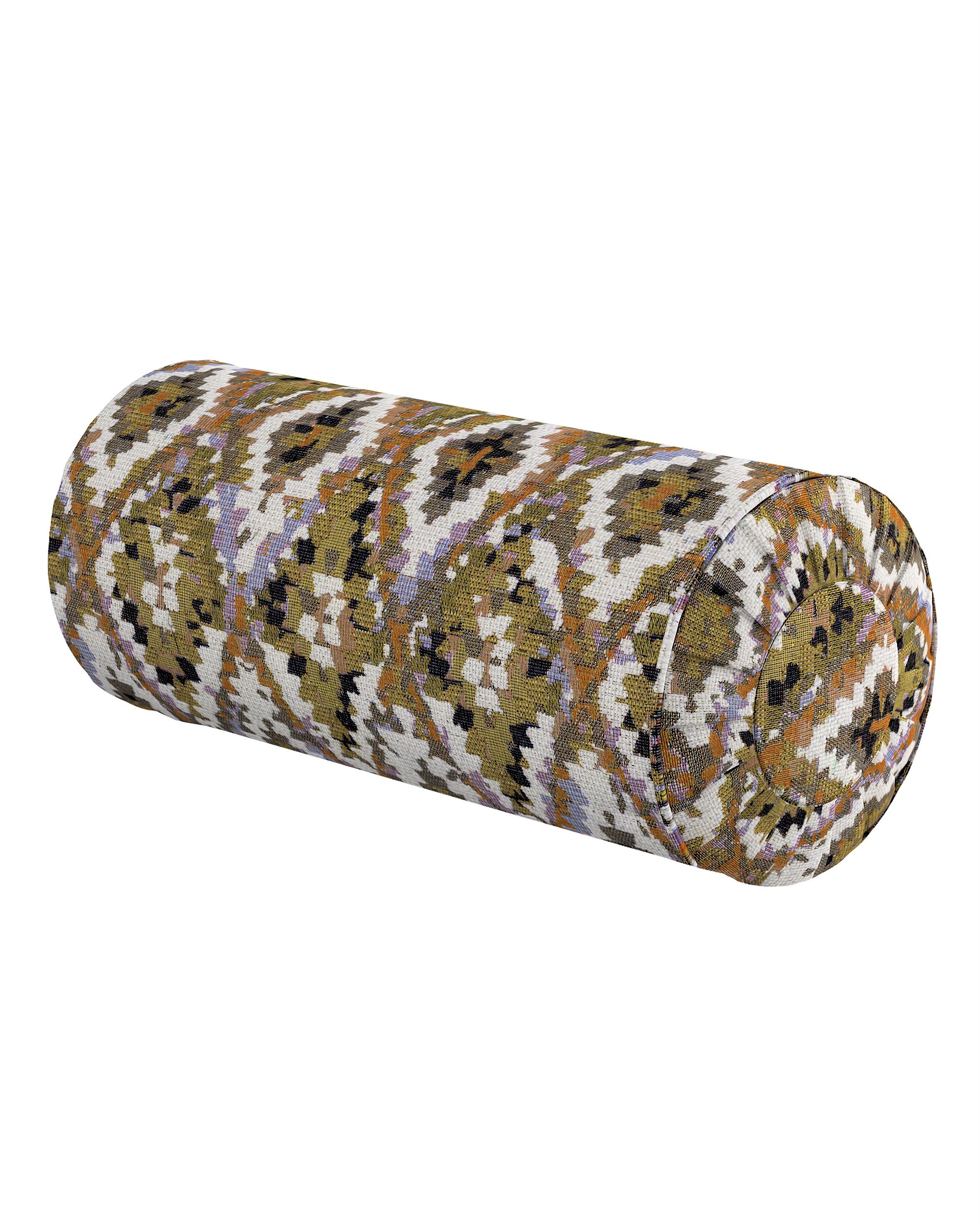 Bolster pillow with pleats colour multicolour fabric structured, patterned