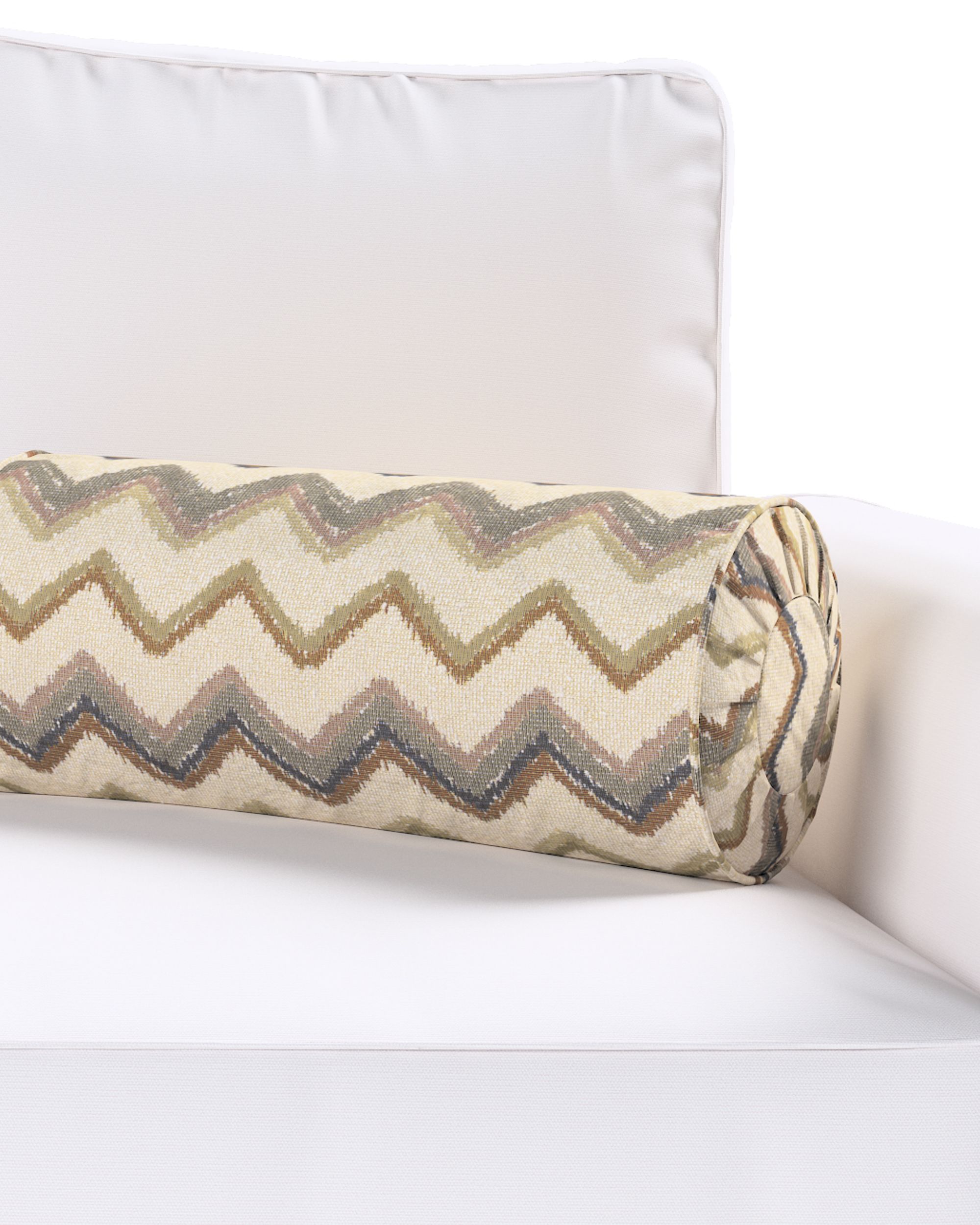 Bolster pillow with pleats colour beige fabric structured, patterned (hover)