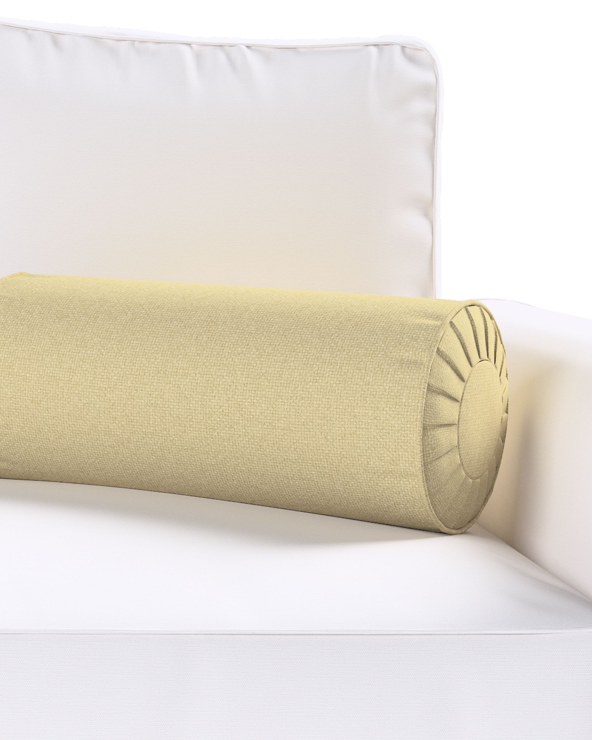 Bolster pillow with pleats colour green fabric structured (hover)