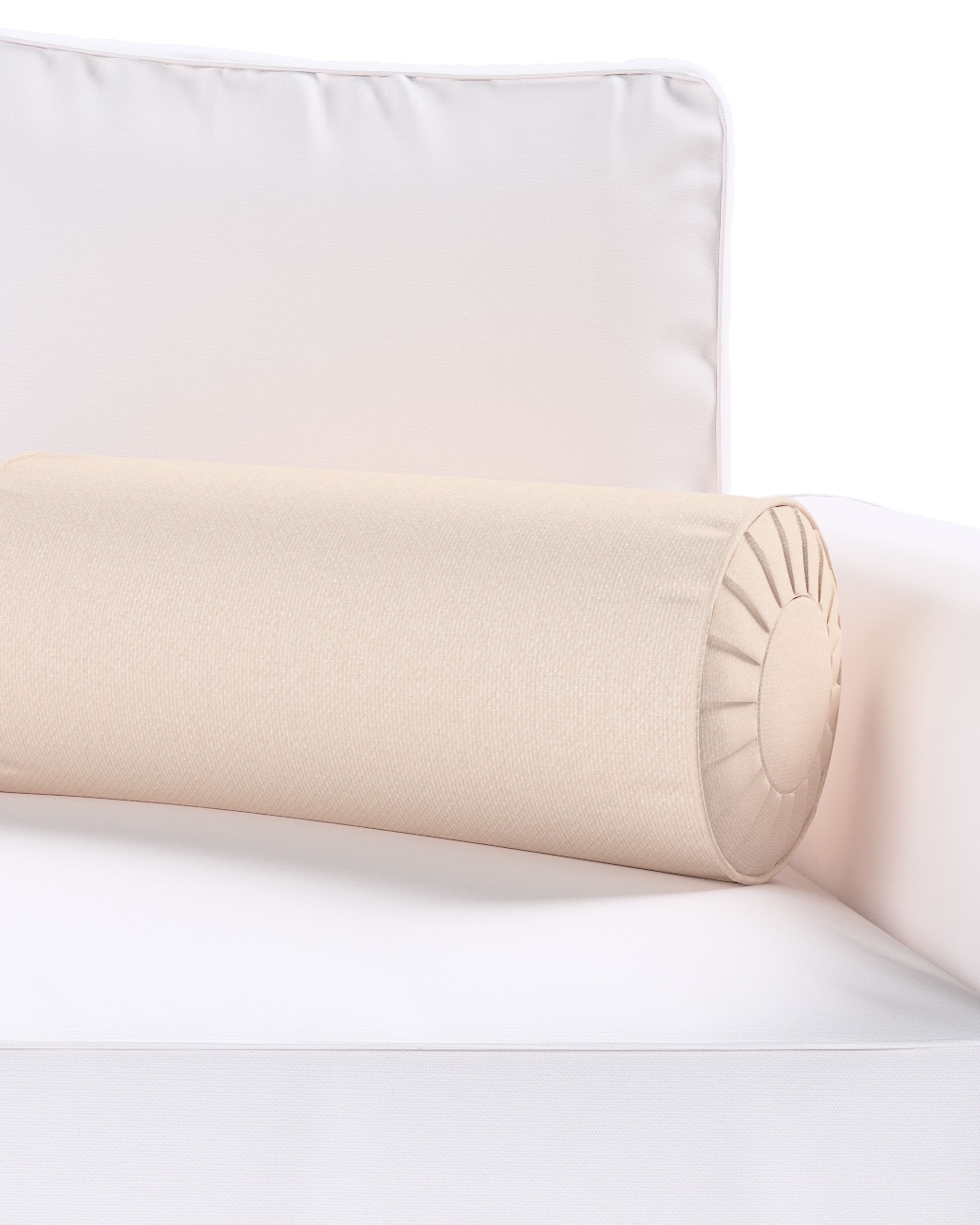 Bolster pillow with pleats colour pink fabric structured (hover)