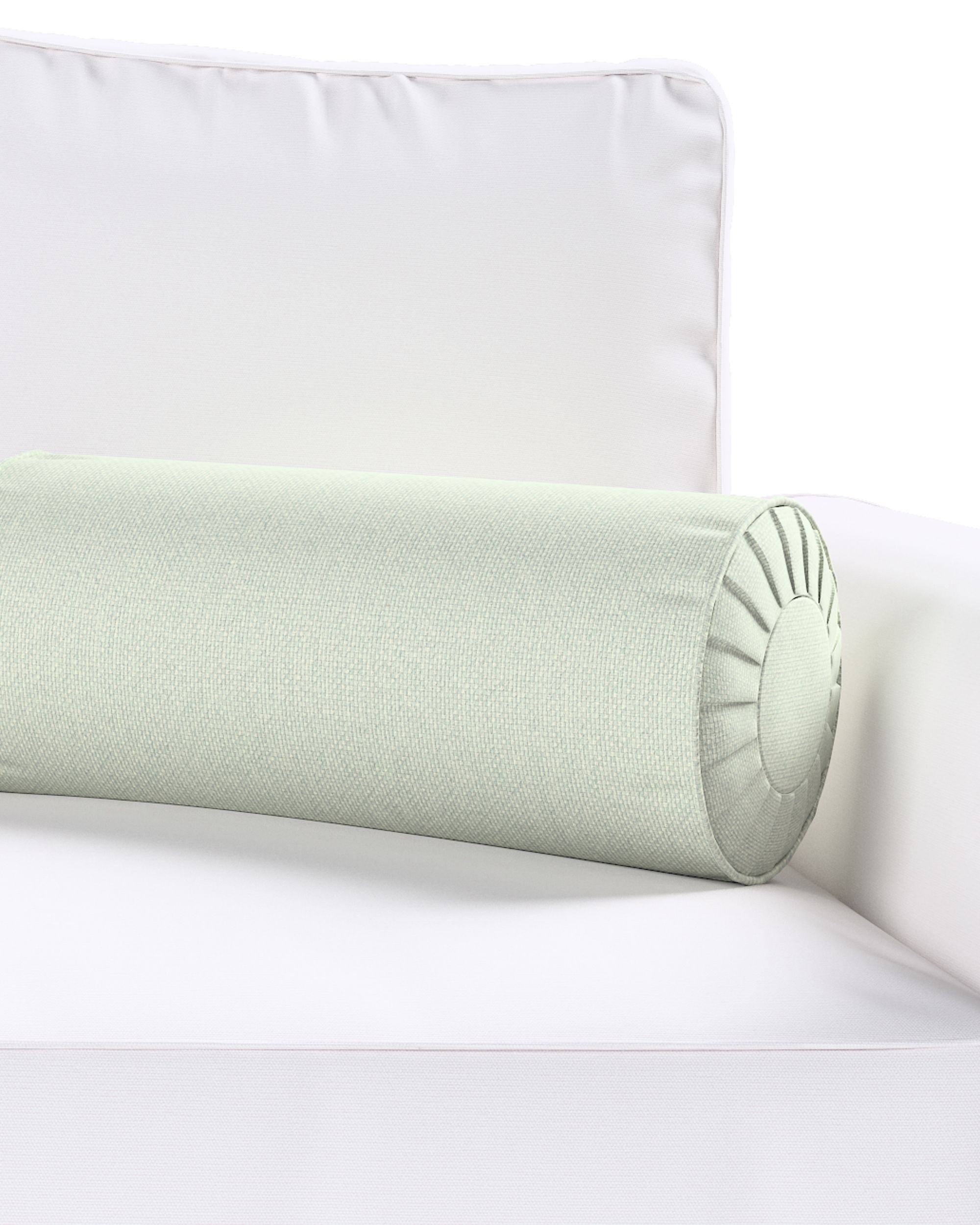 Bolster pillow with pleats colour blue fabric structured (hover)