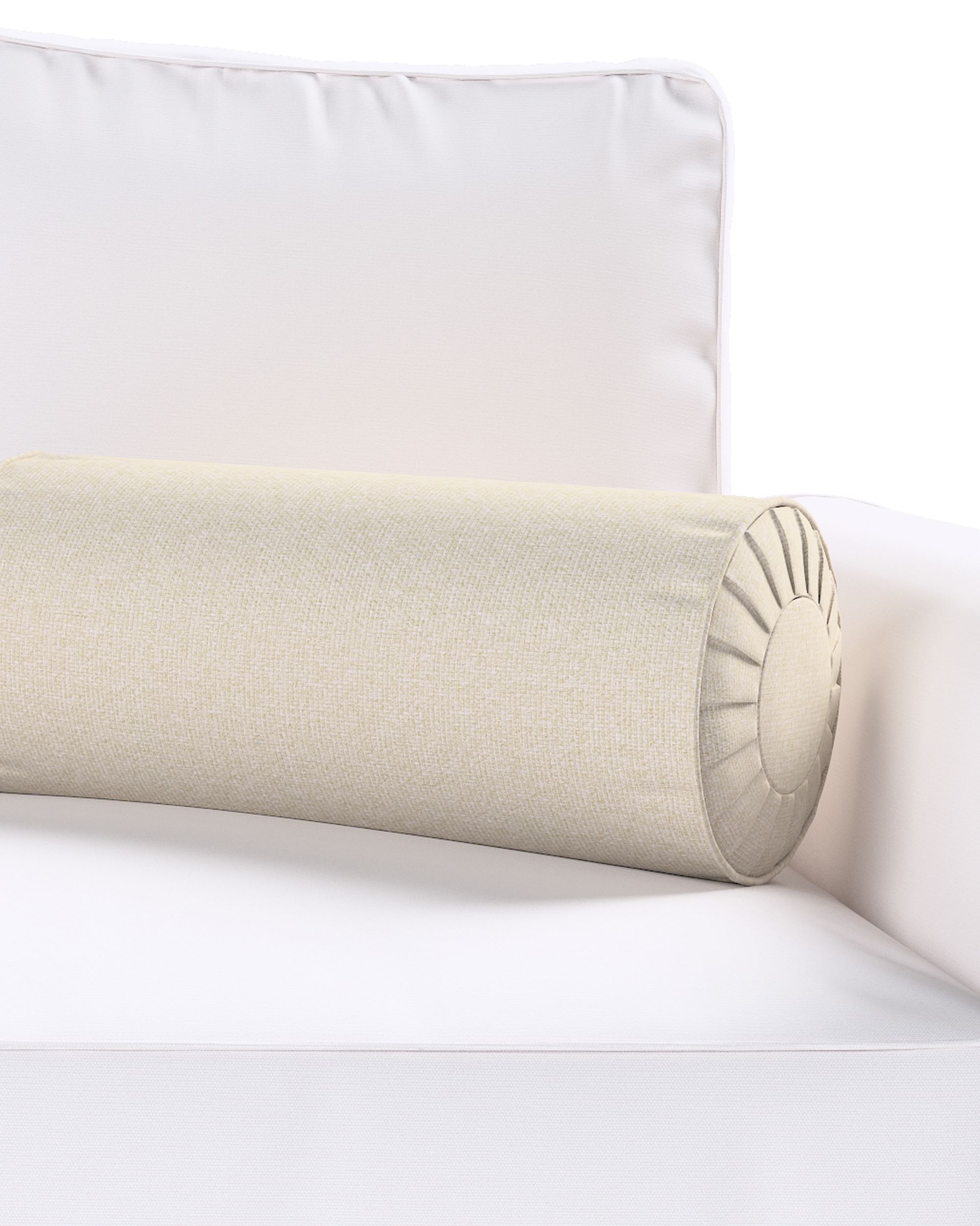 Bolster pillow with pleats colour grey fabric structured (hover)