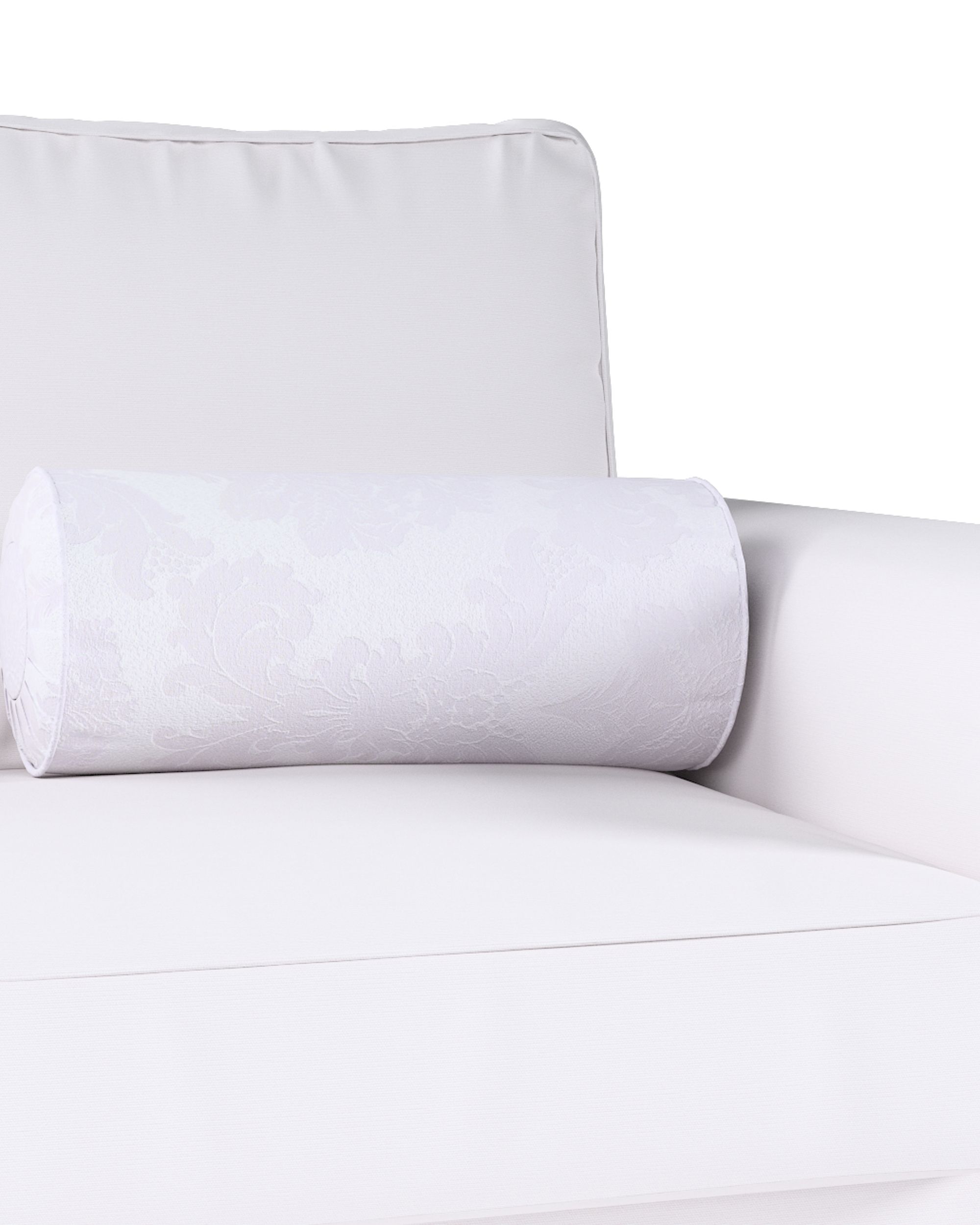 Bolster pillow with pleats colour white fabric gloss, structured, patterned (hover)