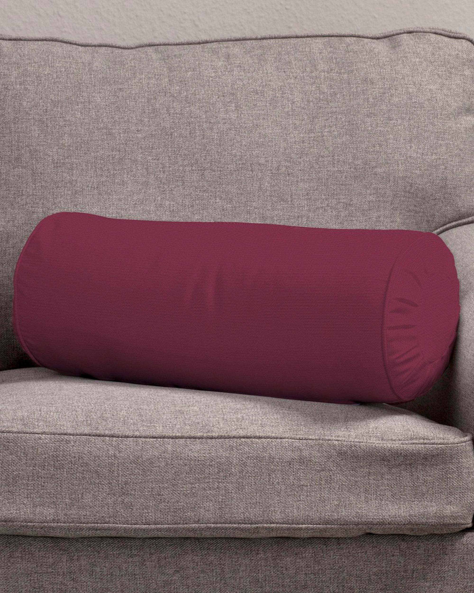 Bolster pillow with pleats colour plum (hover)