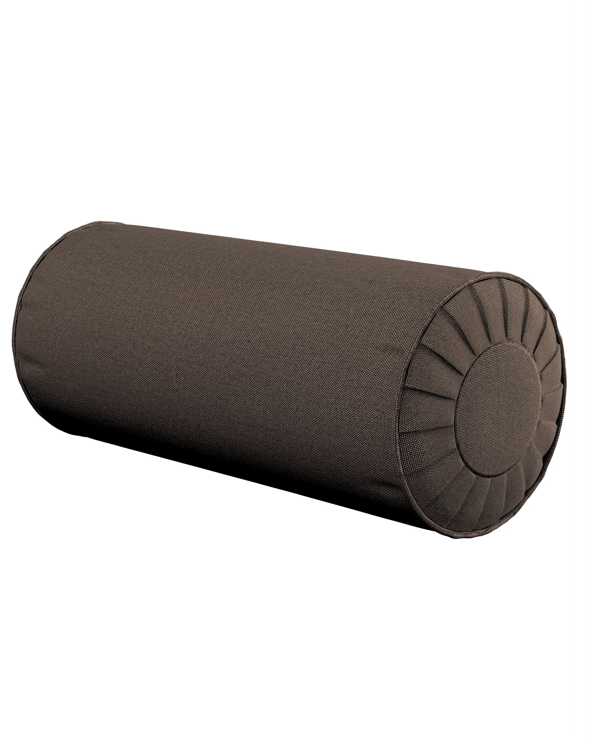Bolster pillow with pleats colour brown fabric structured