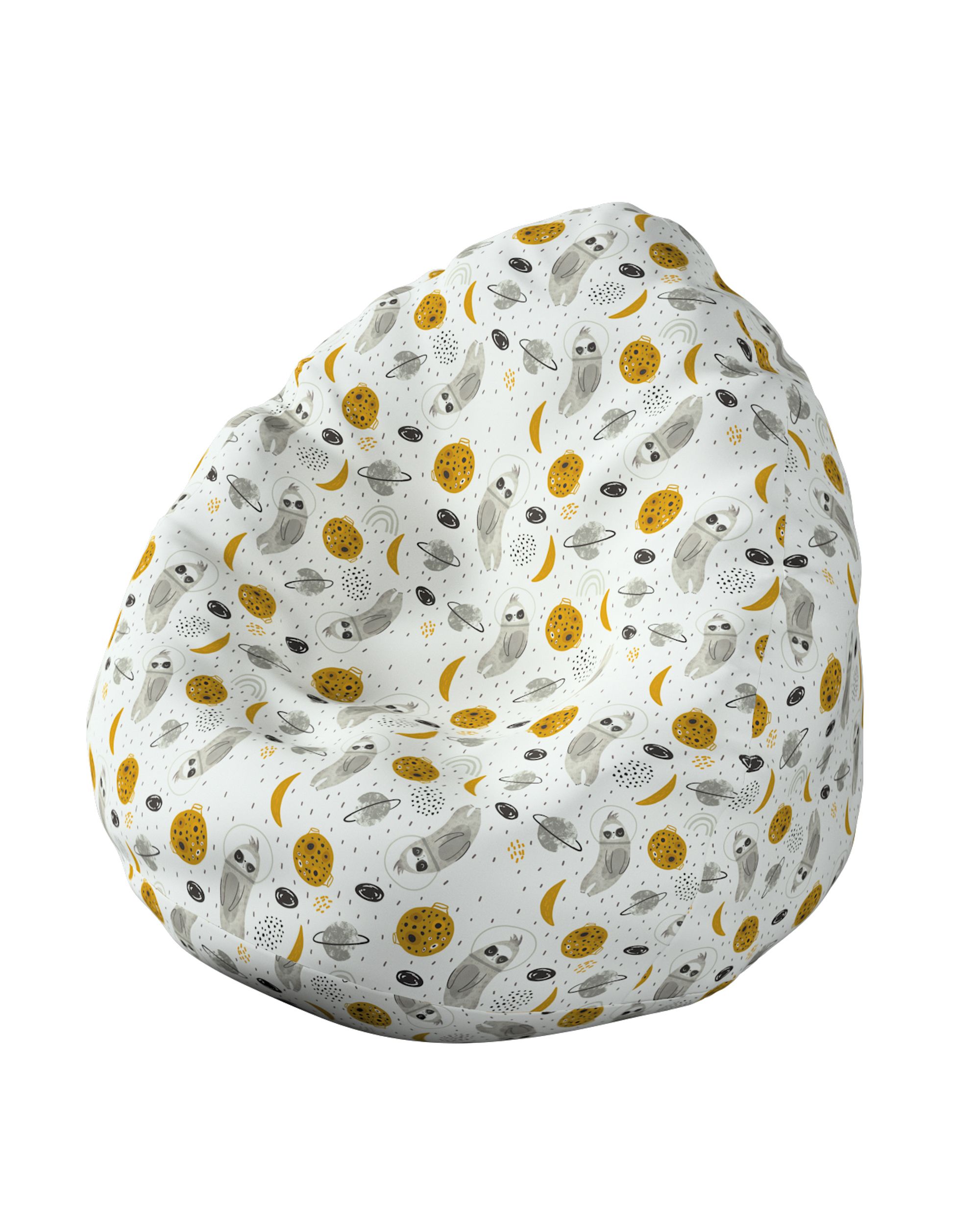 Beanbag colour white fabric patterned