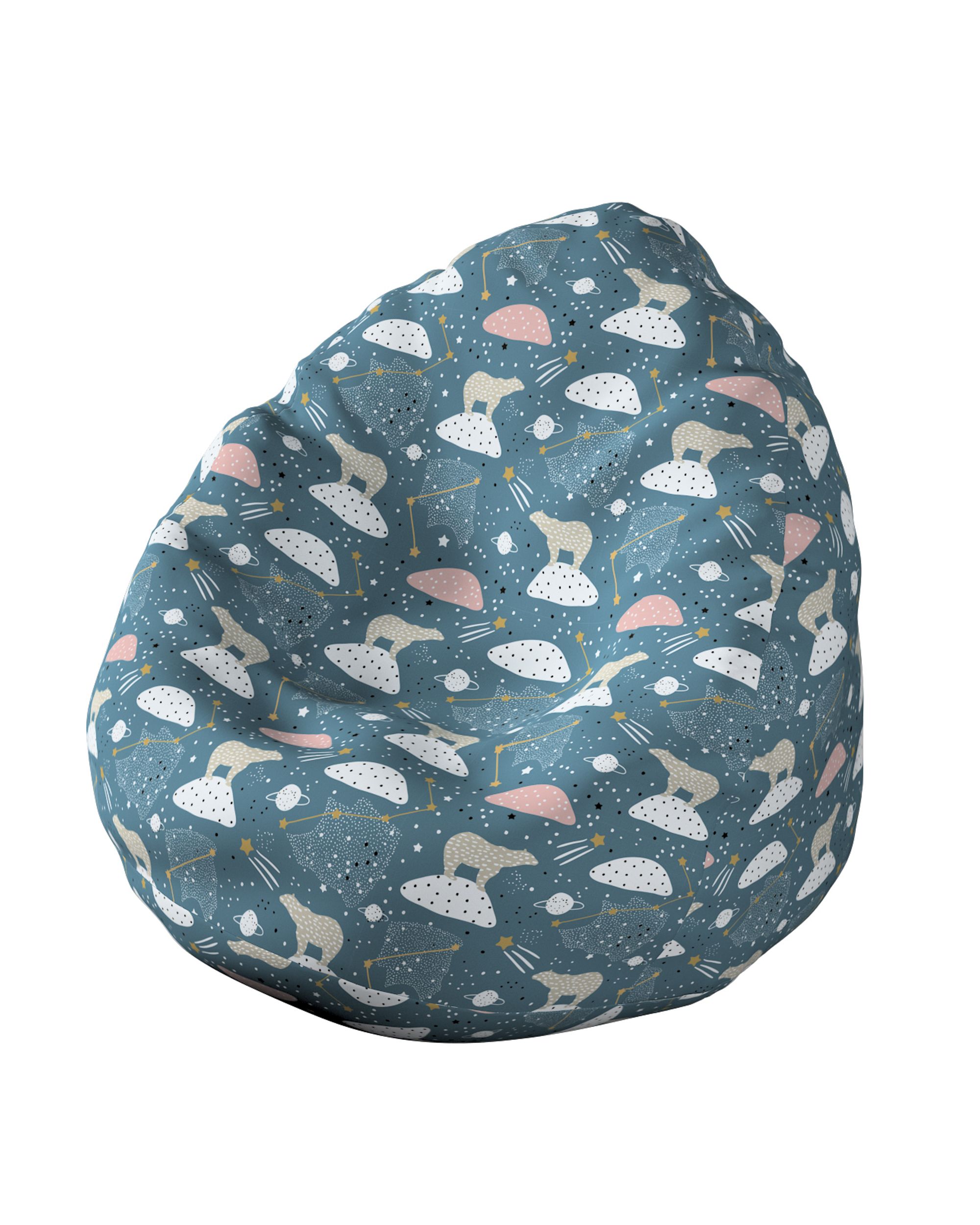 Beanbag colour blue fabric patterned