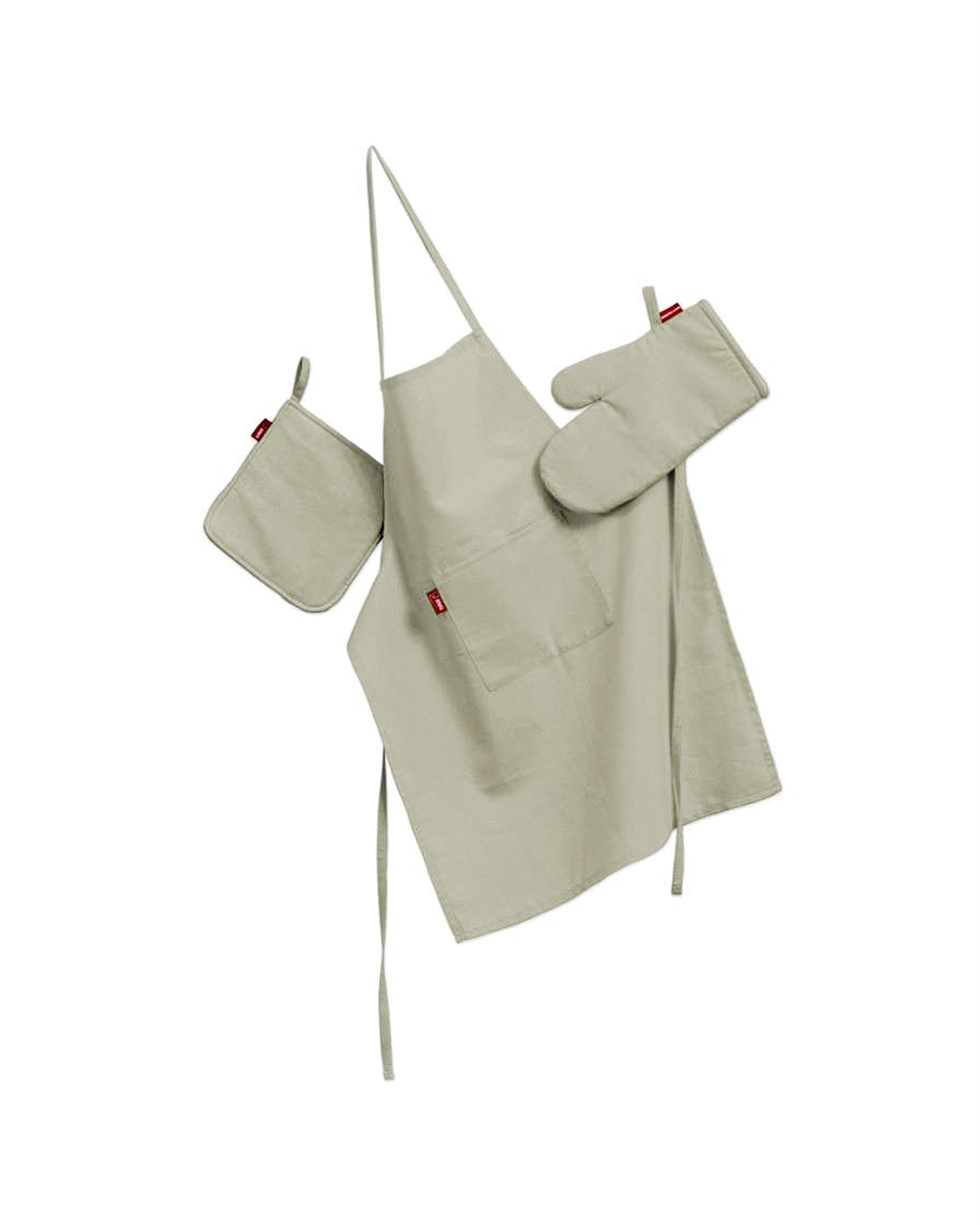 Kitchen set: apron, oven glove and pot holder colour green
