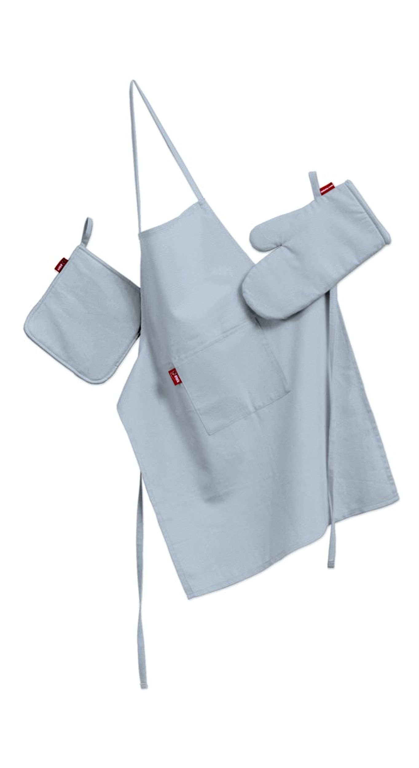 Kitchen set: apron, oven glove and pot holder colour blue