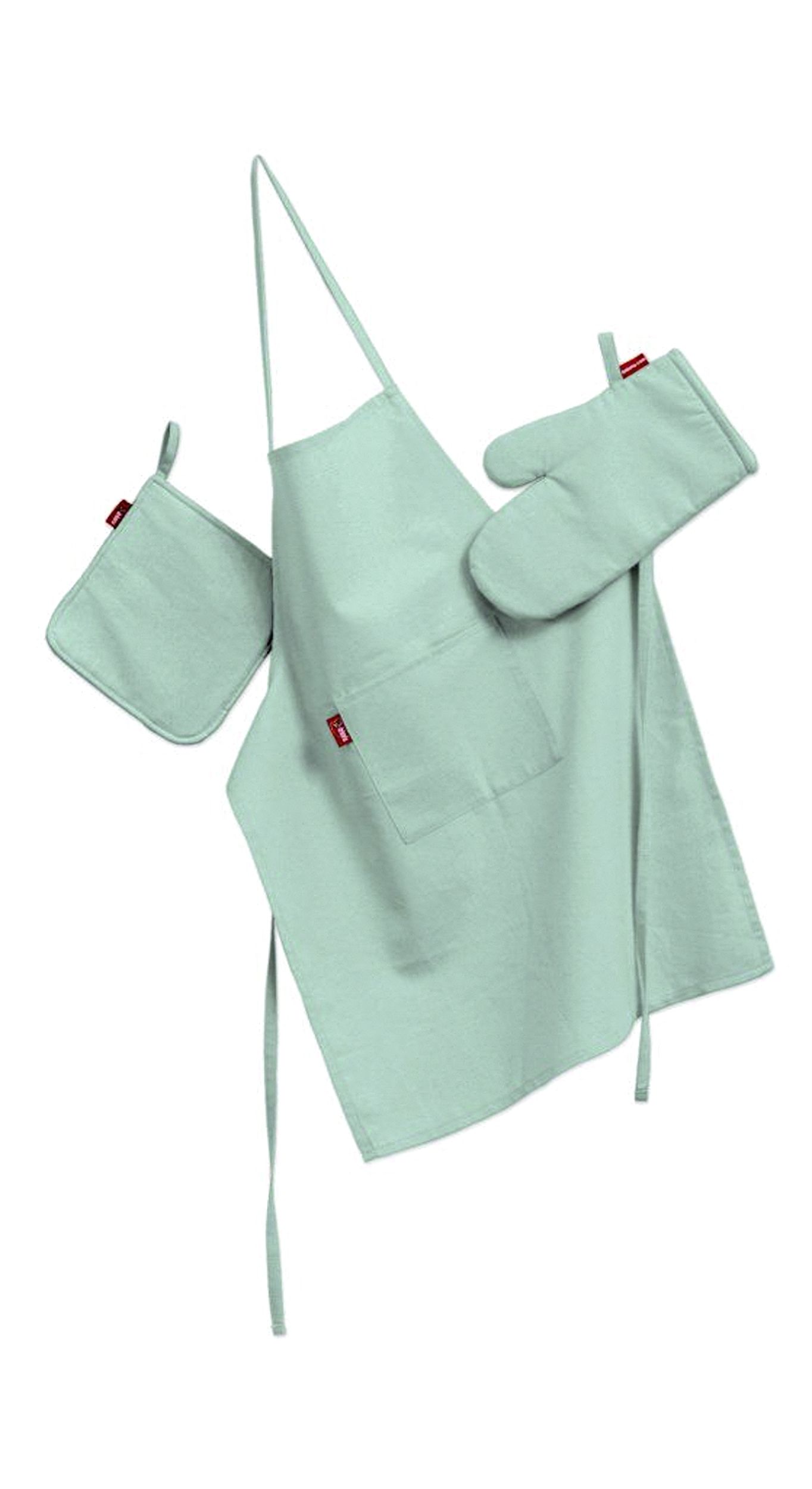 Kitchen set: apron, oven glove and pot holder colour green