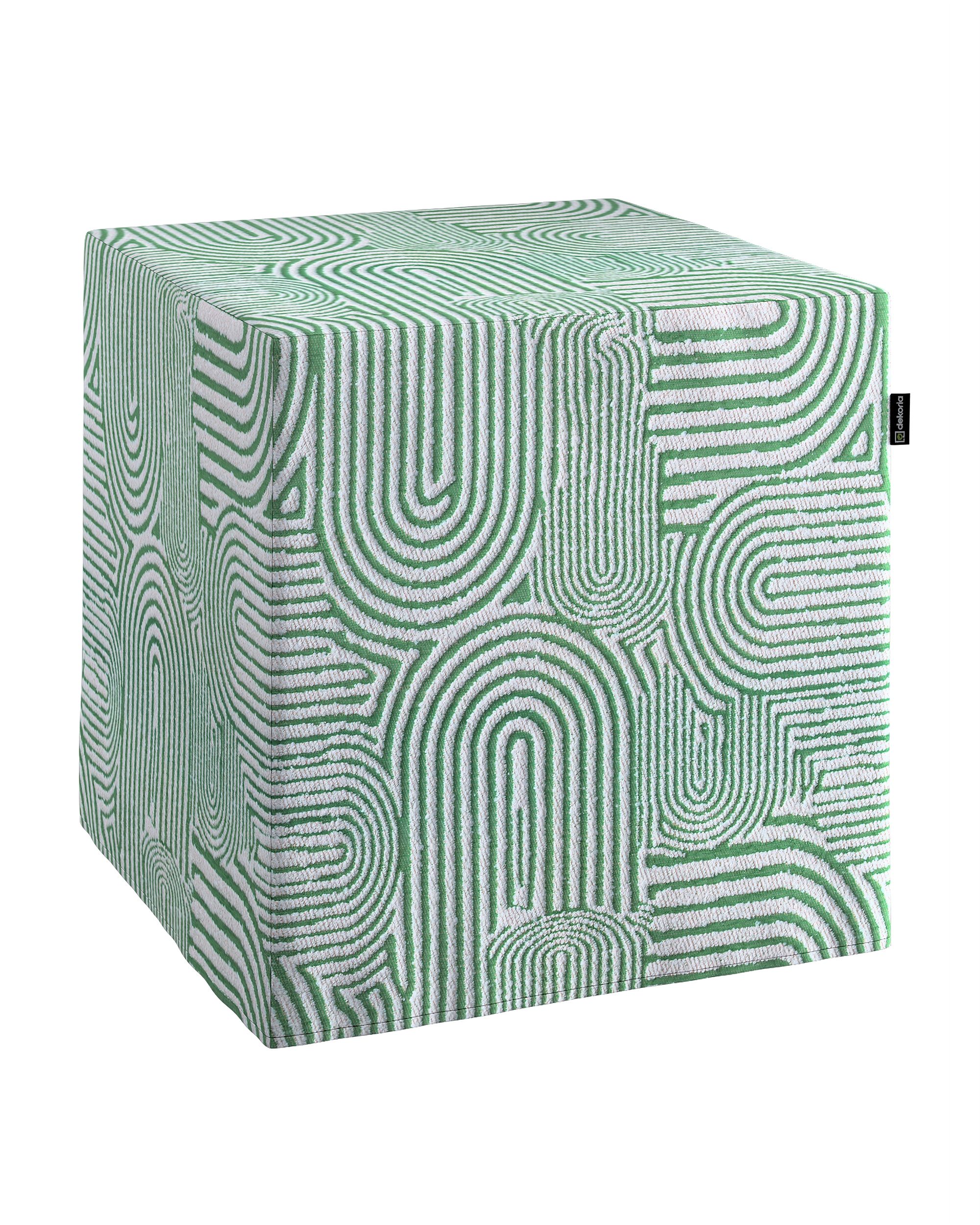 Cube cover colour green fabric structured, patterned