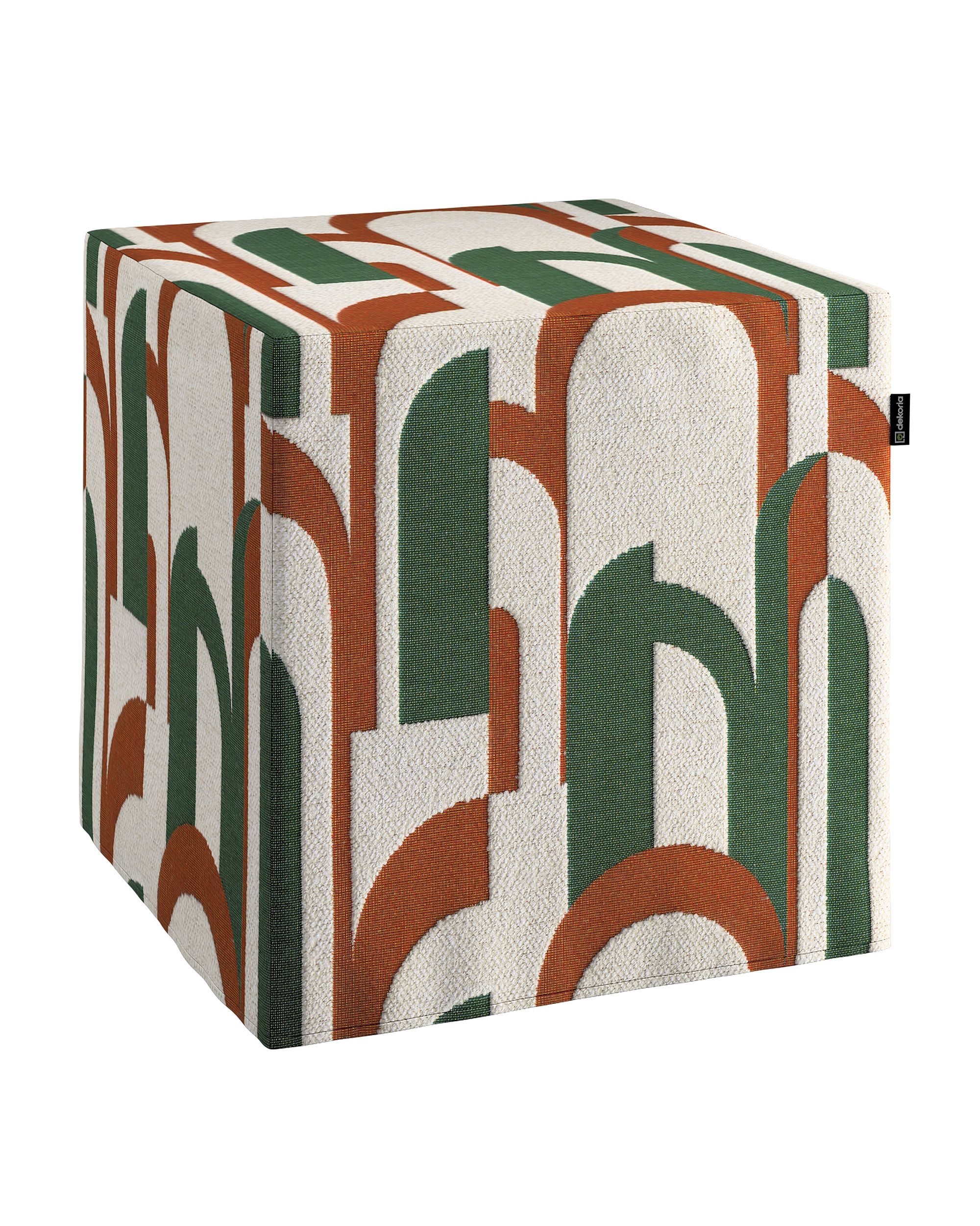 Cube cover colour green fabric structured, patterned