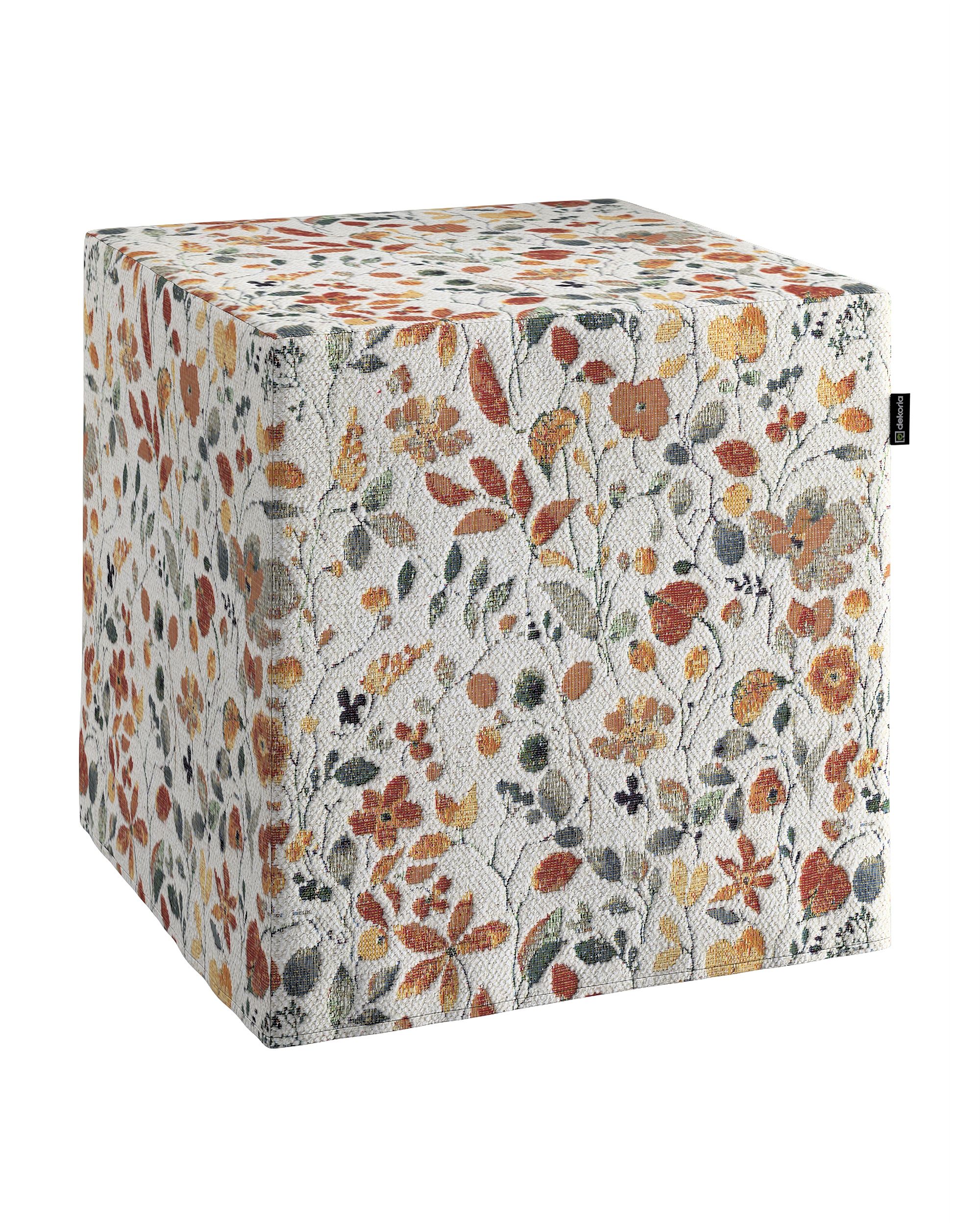 Cube cover colour orange fabric structured, patterned
