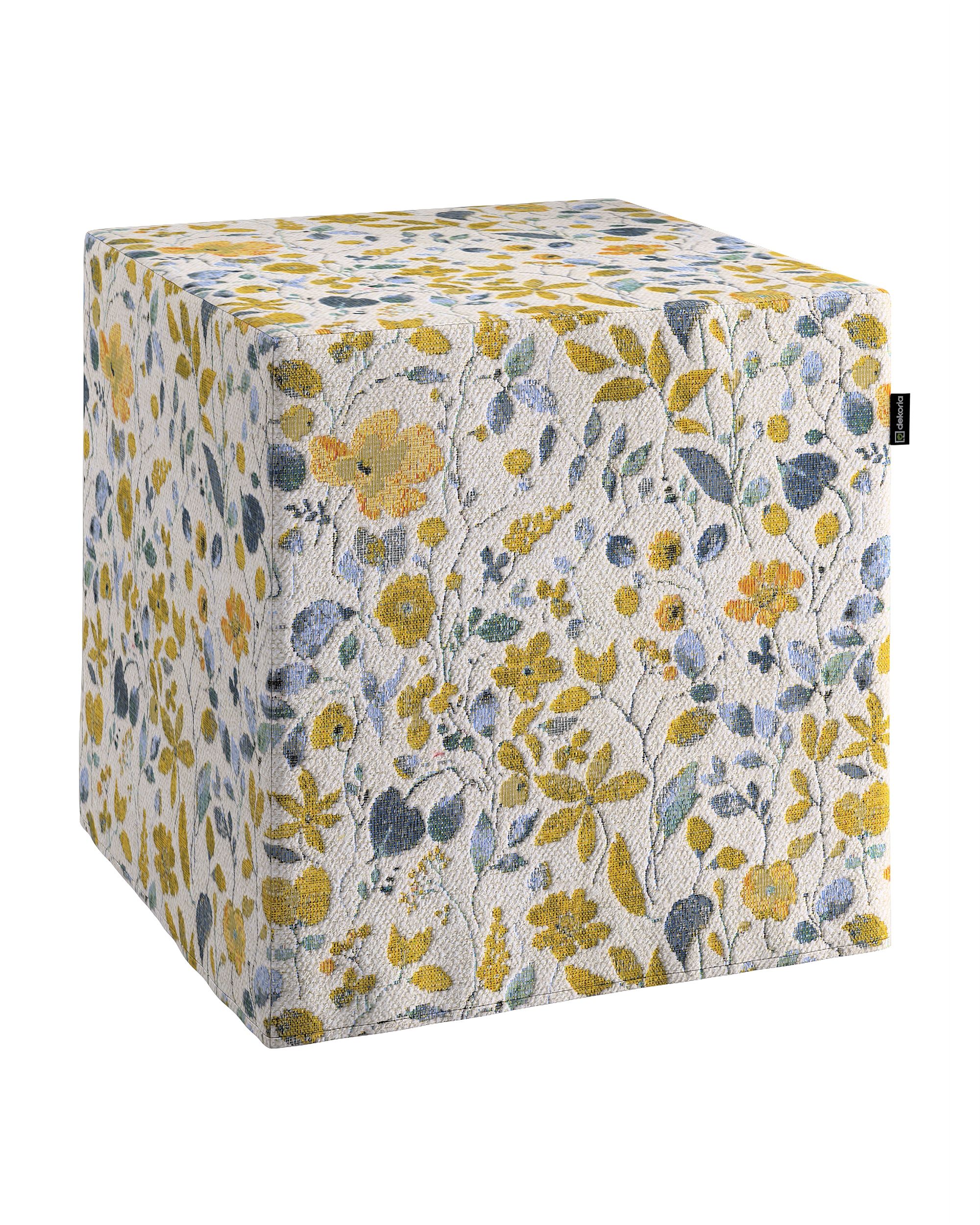Cube cover colour yellow fabric structured, patterned