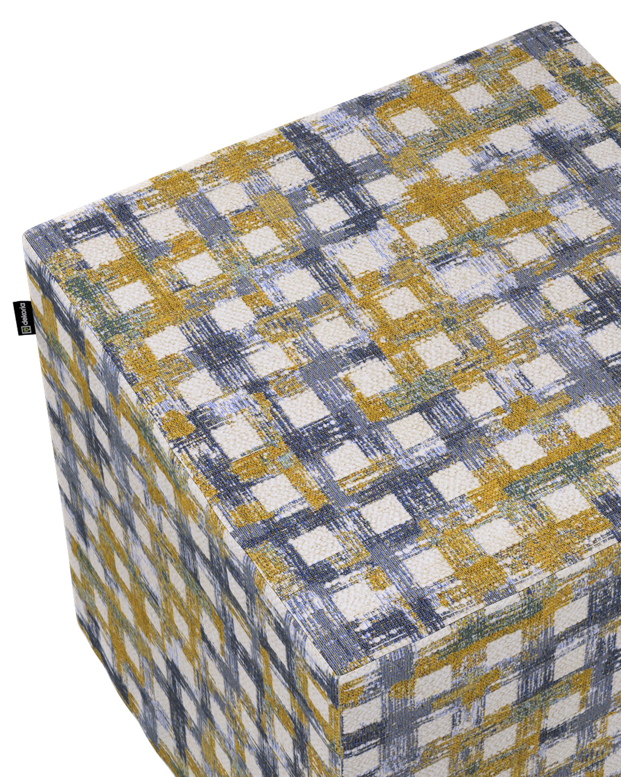 Cube cover colour blue fabric structured, patterned (hover)