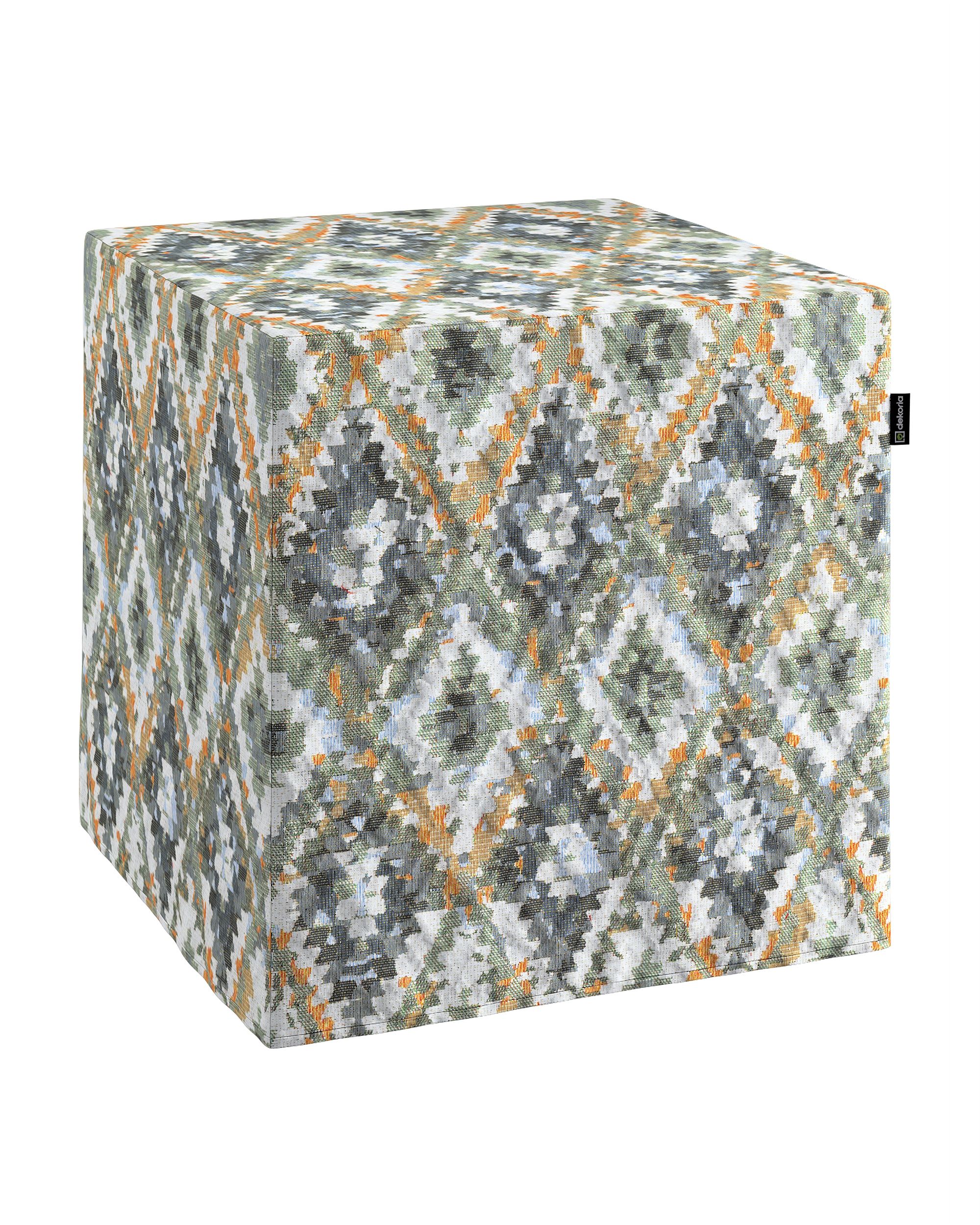 Cube cover colour blue fabric structured, patterned