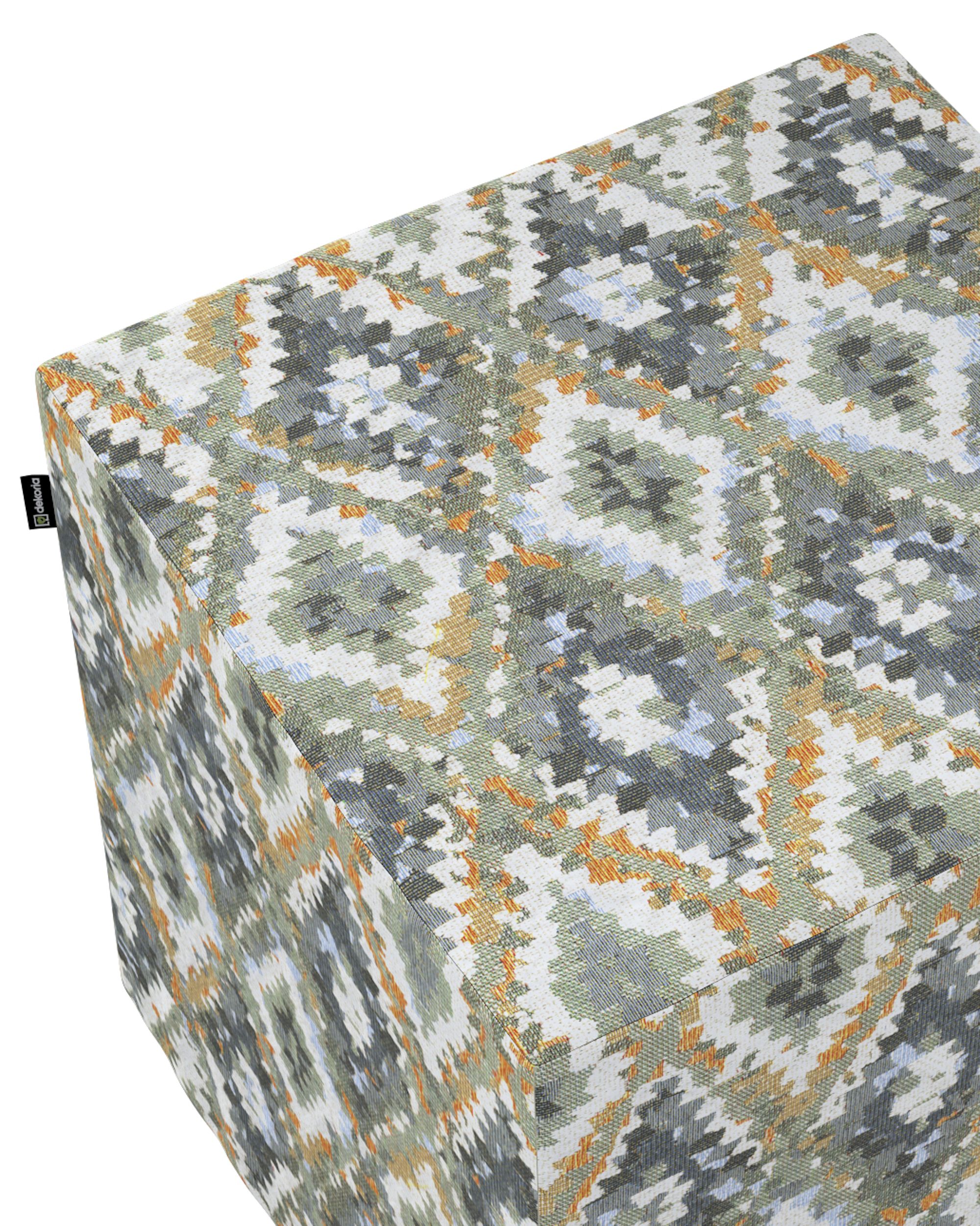 Cube cover colour blue fabric structured, patterned (hover)