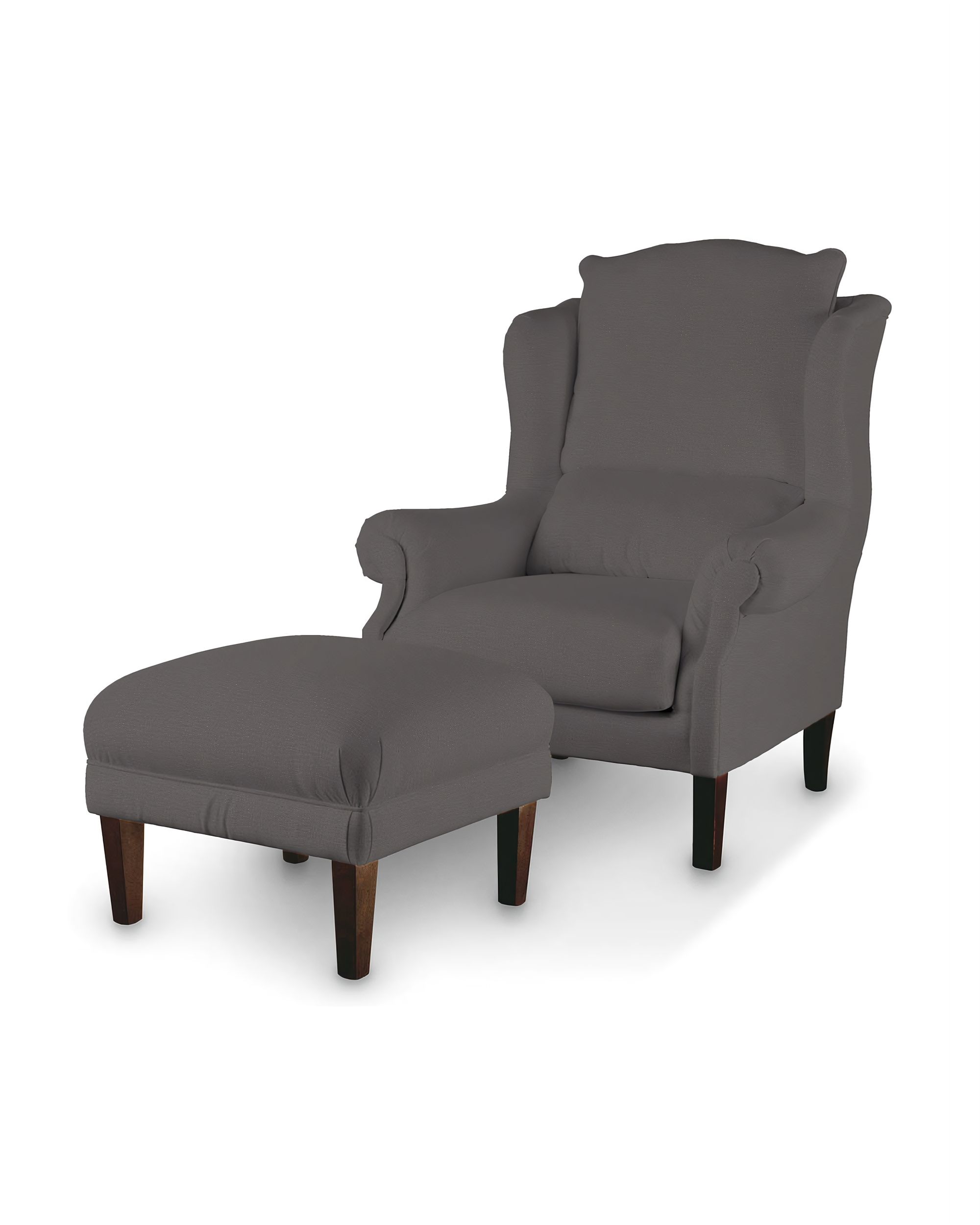 Armchair footstool colour brown fabric velvet (hover)