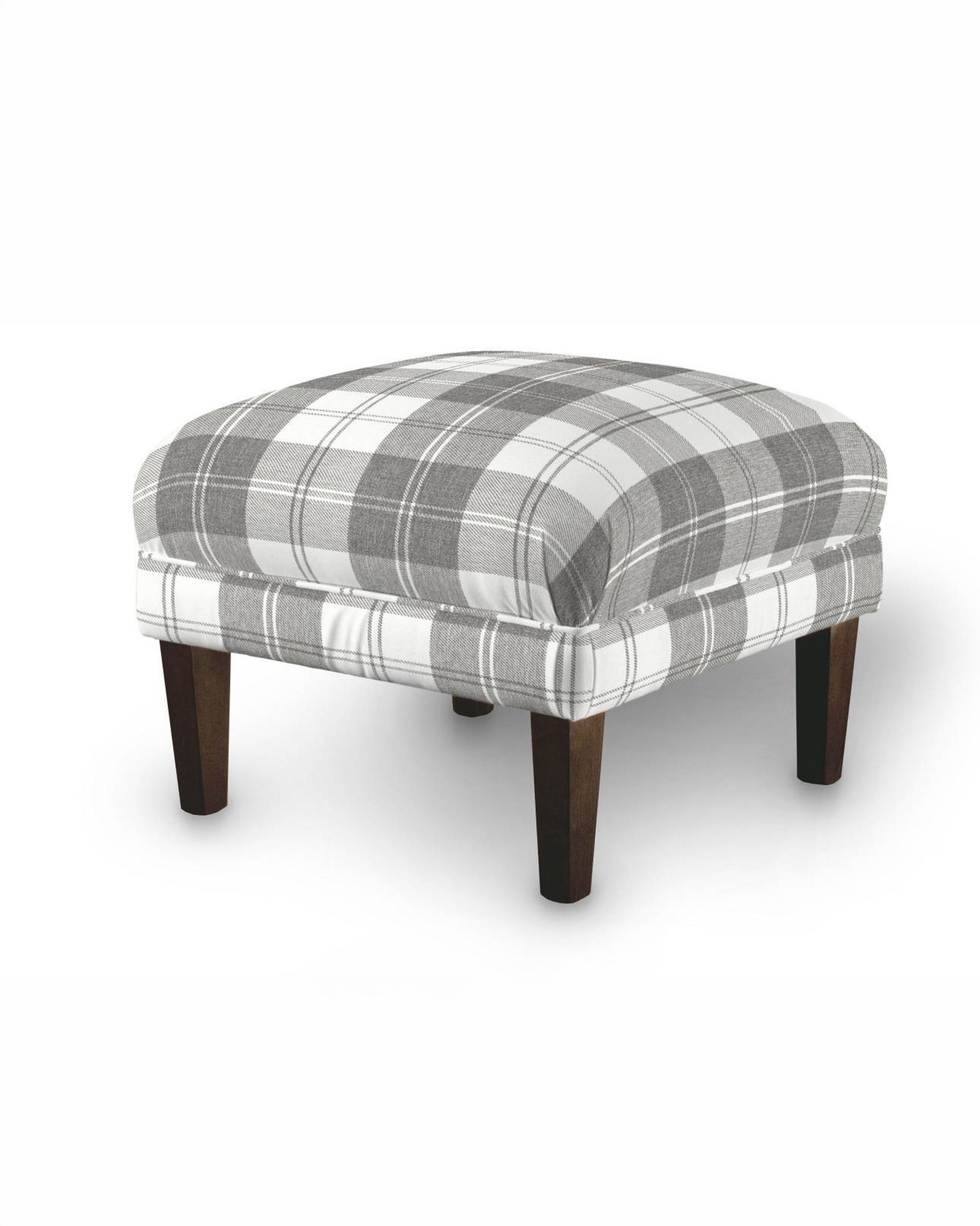 Armchair footstool colour grey fabric structured, patterned