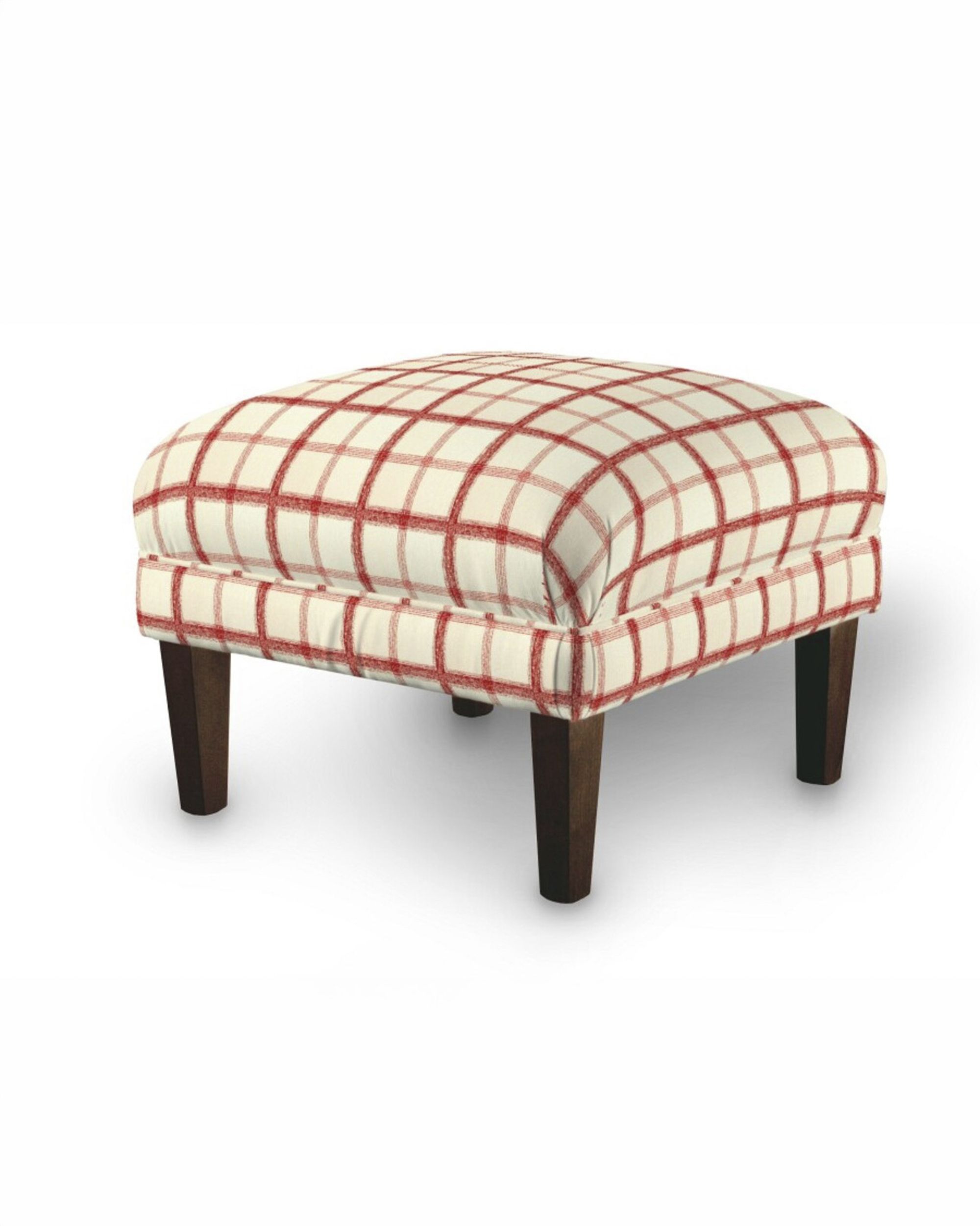 Armchair footstool colour red fabric patterned