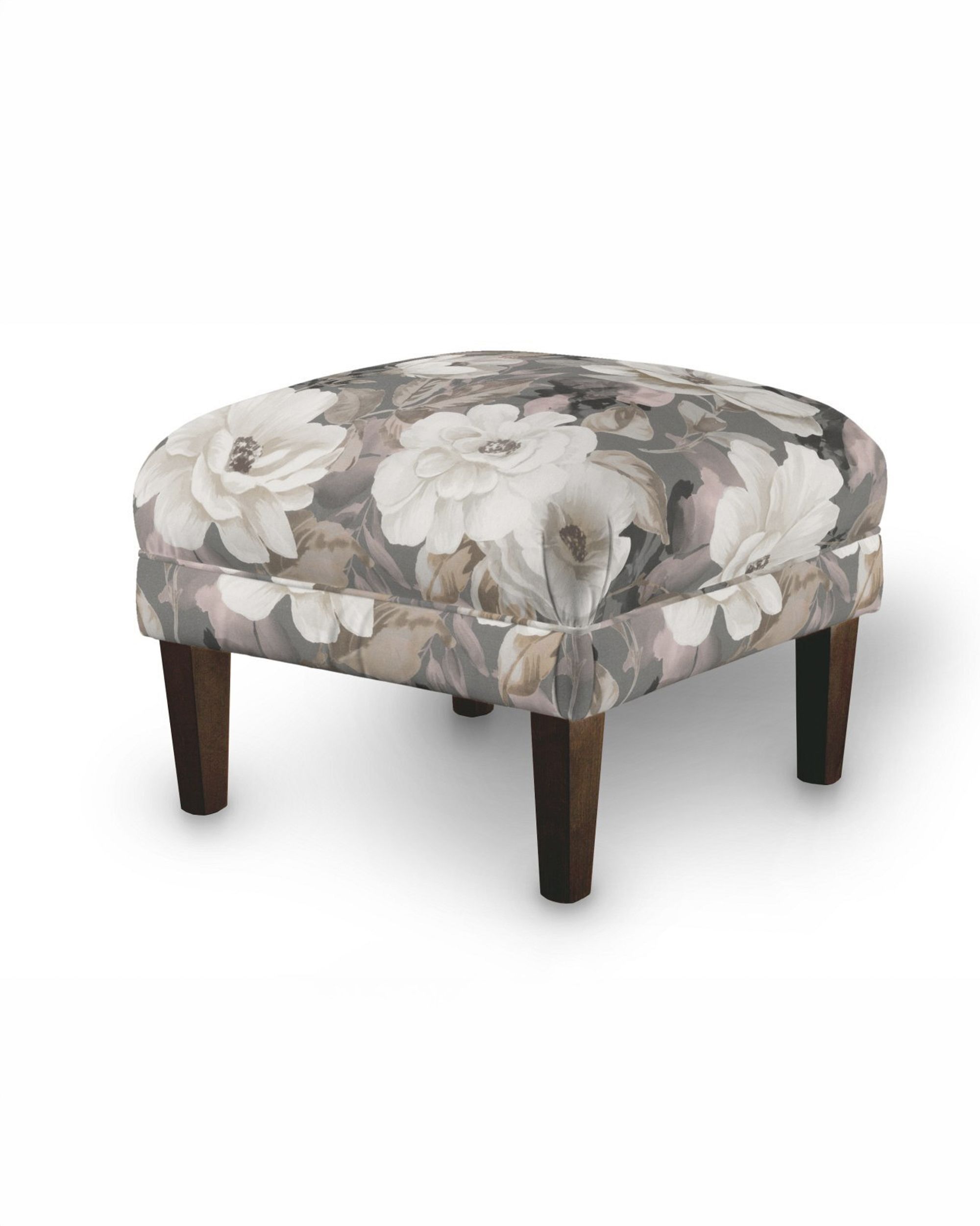 Armchair footstool colour grey fabric patterned