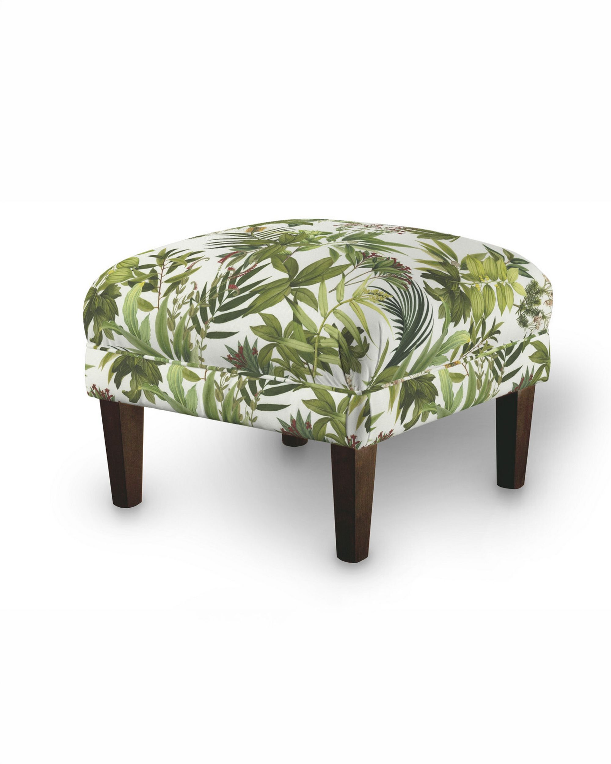 Armchair footstool colour green fabric patterned