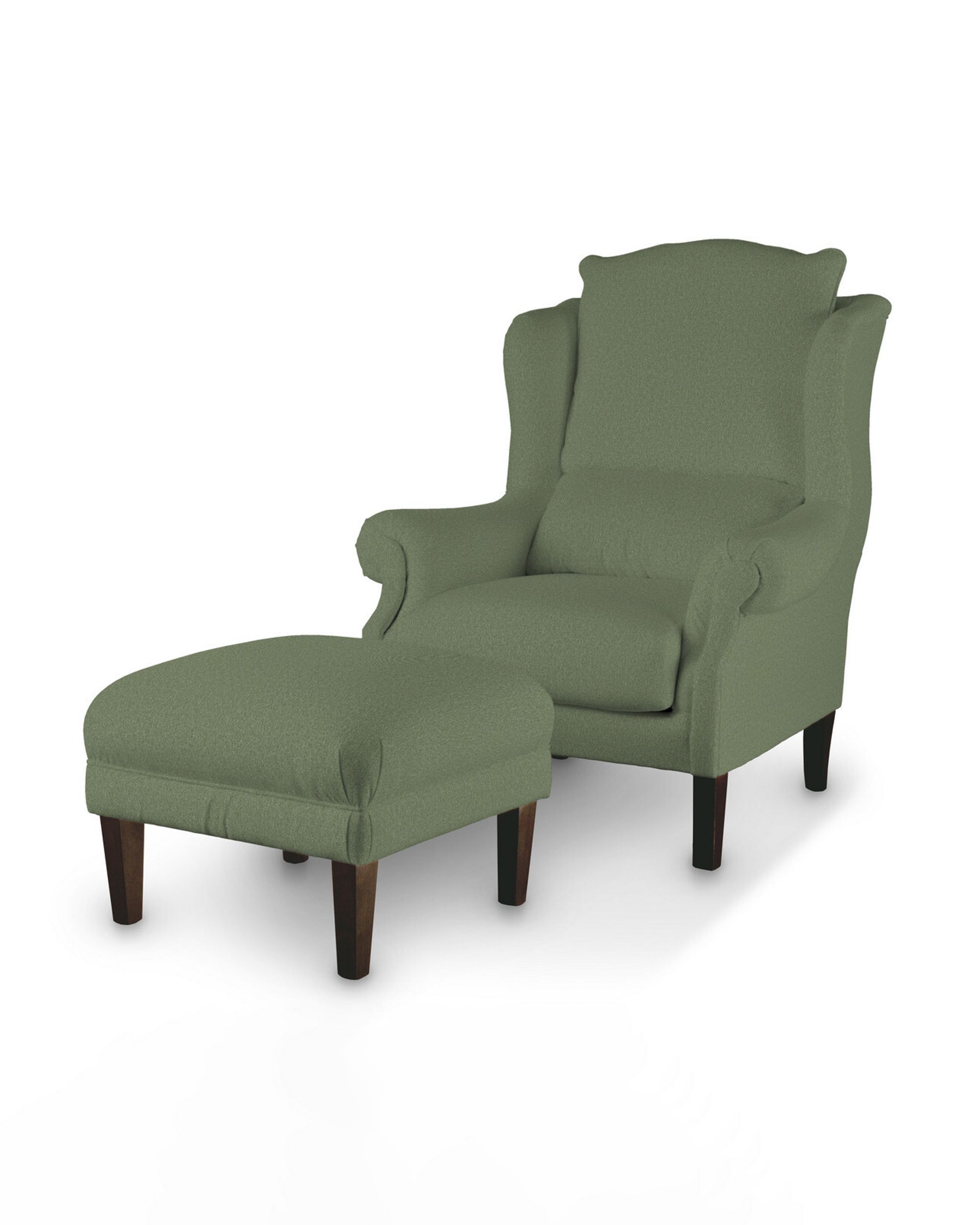 Armchair footstool colour green fabric structured (hover)