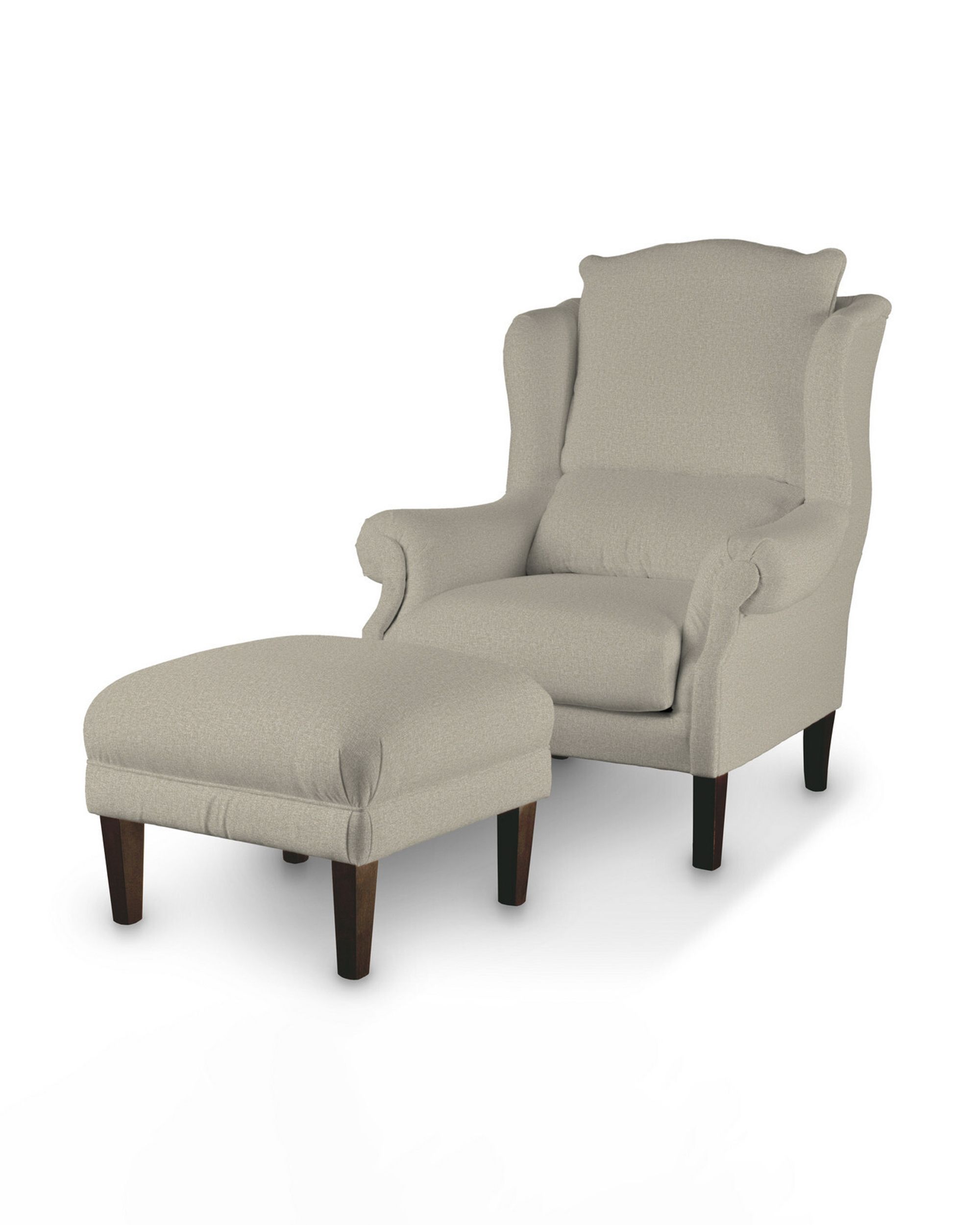 Armchair footstool colour beige fabric structured (hover)