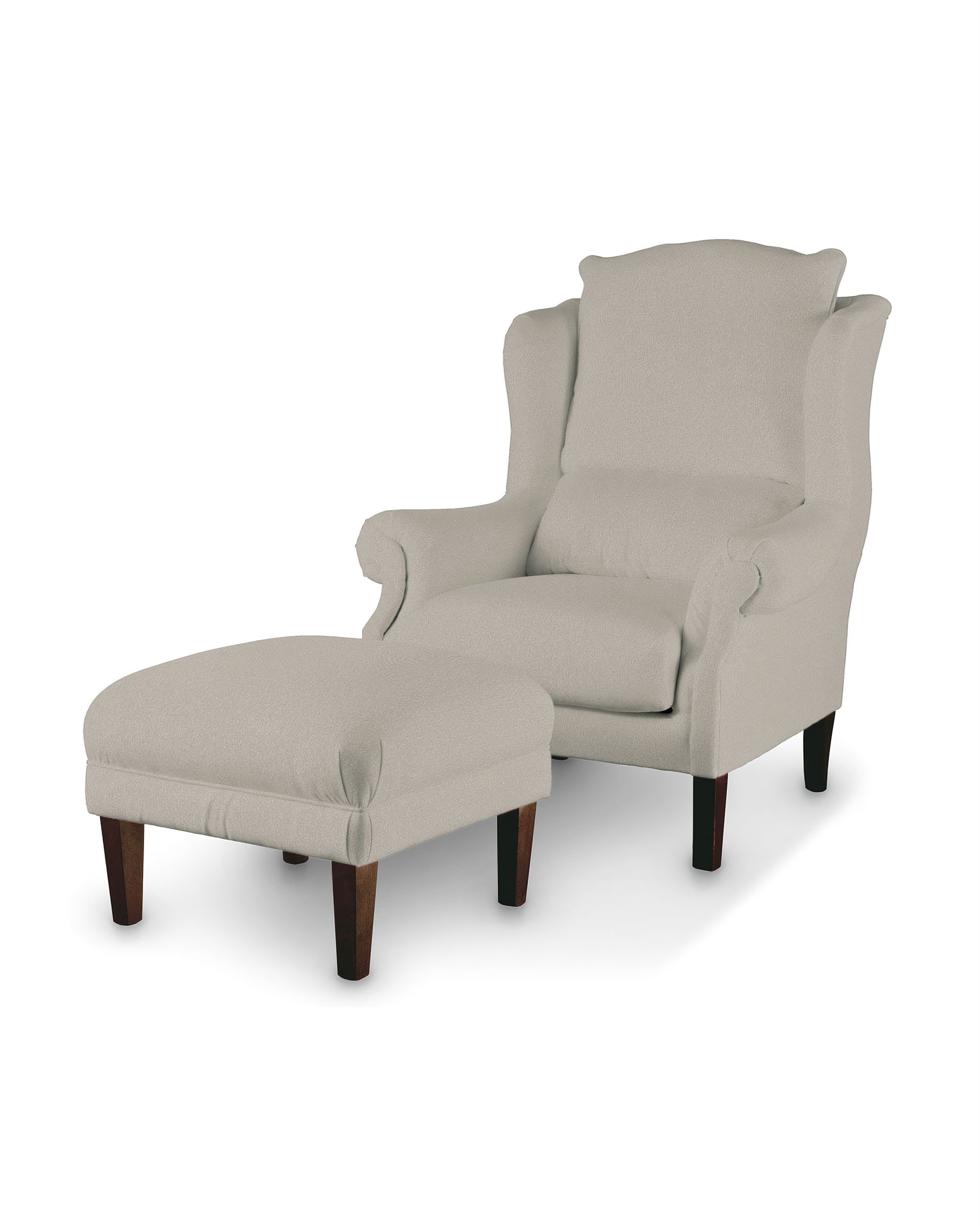 Armchair footstool colour beige fabric structured (hover)