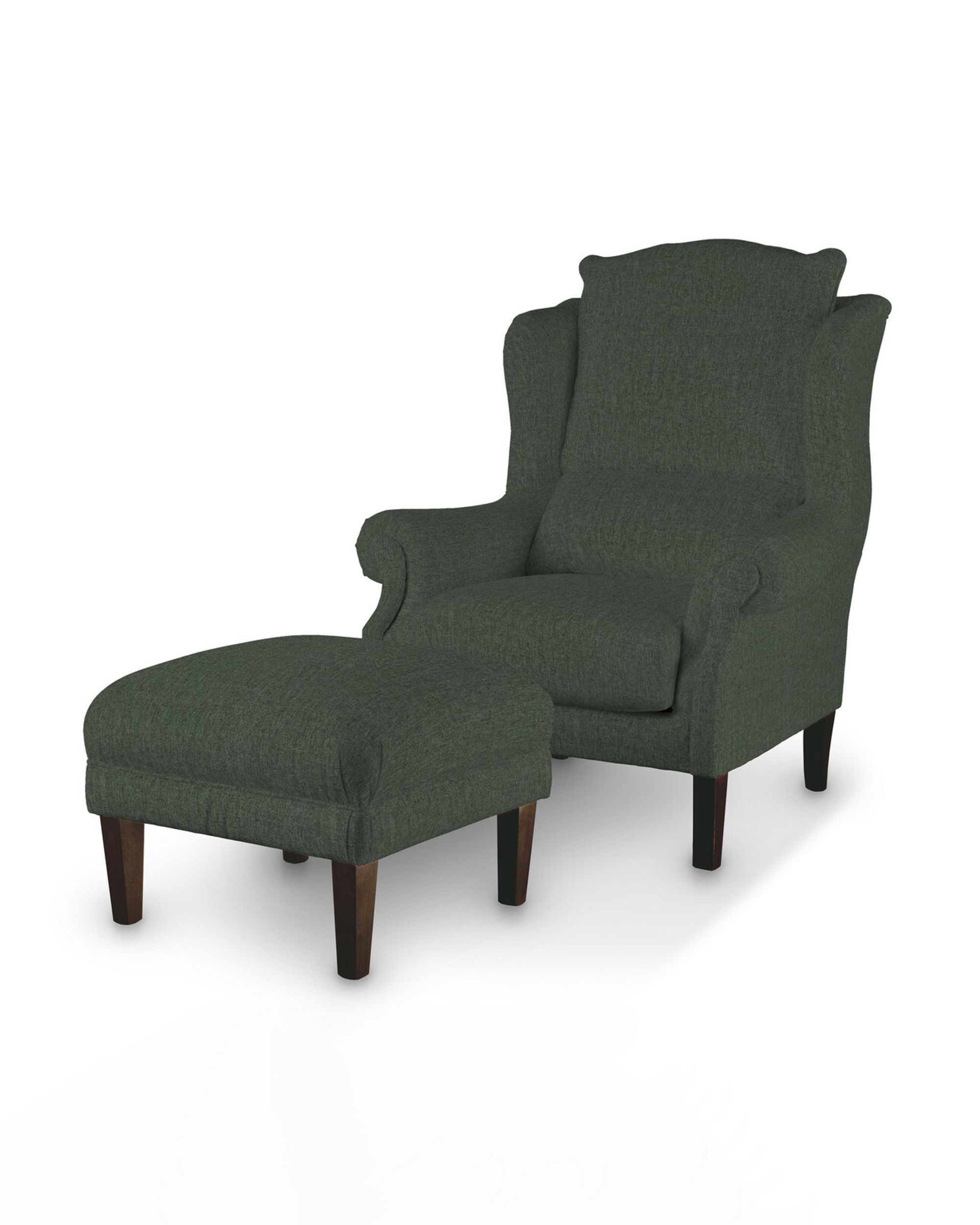 Armchair footstool colour green fabric structured (hover)