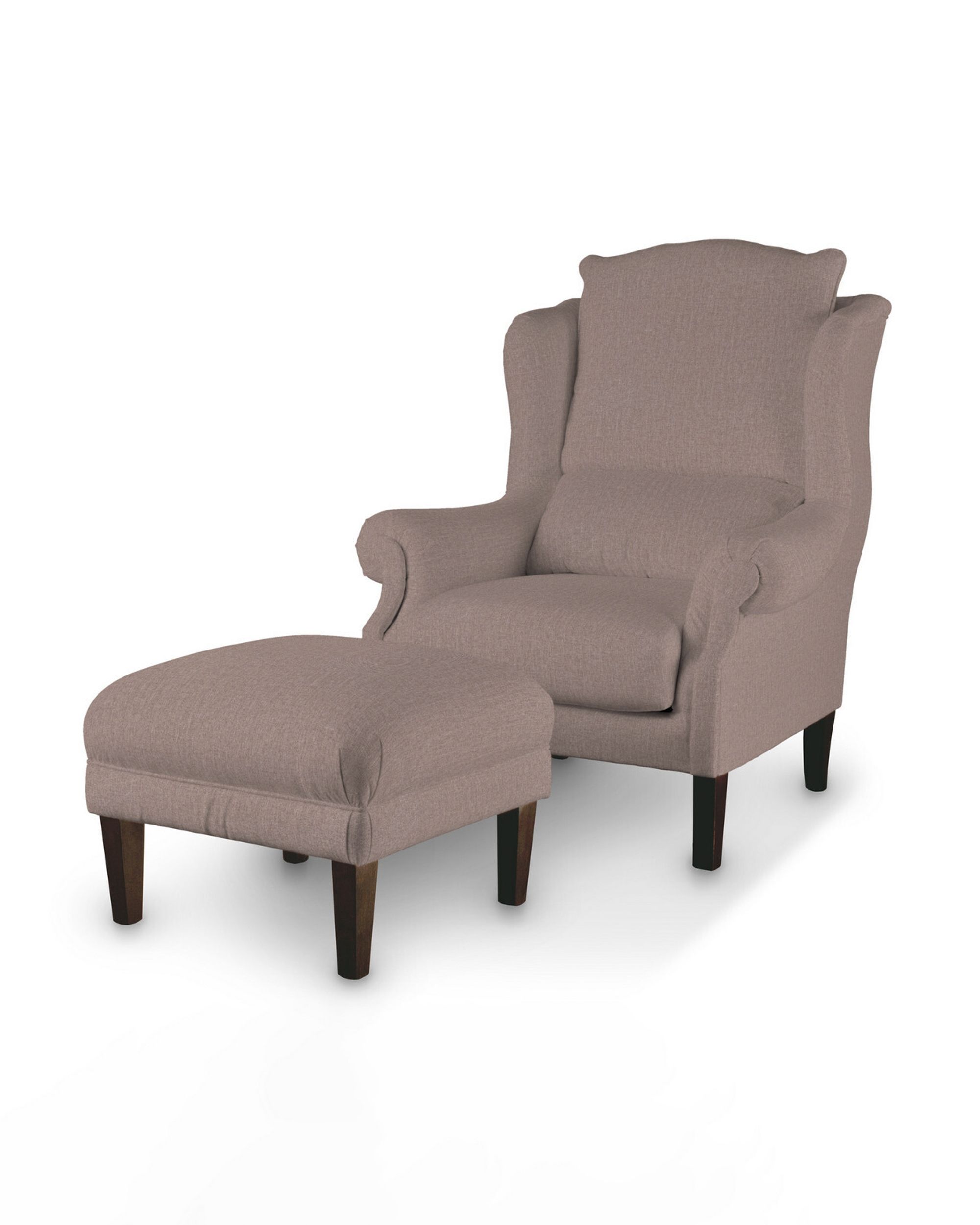Armchair footstool colour pink fabric structured (hover)