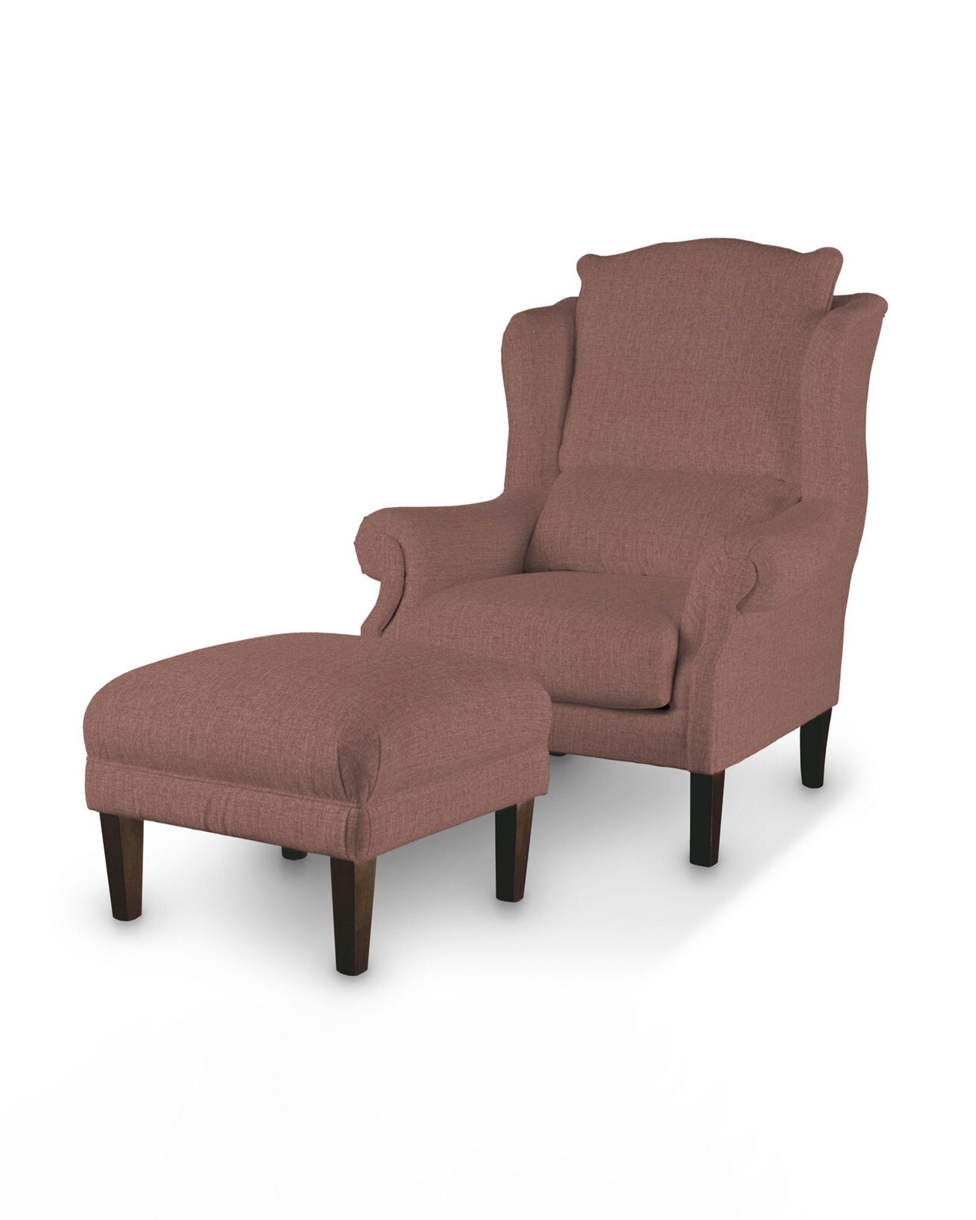 Armchair footstool colour brown fabric structured (hover)