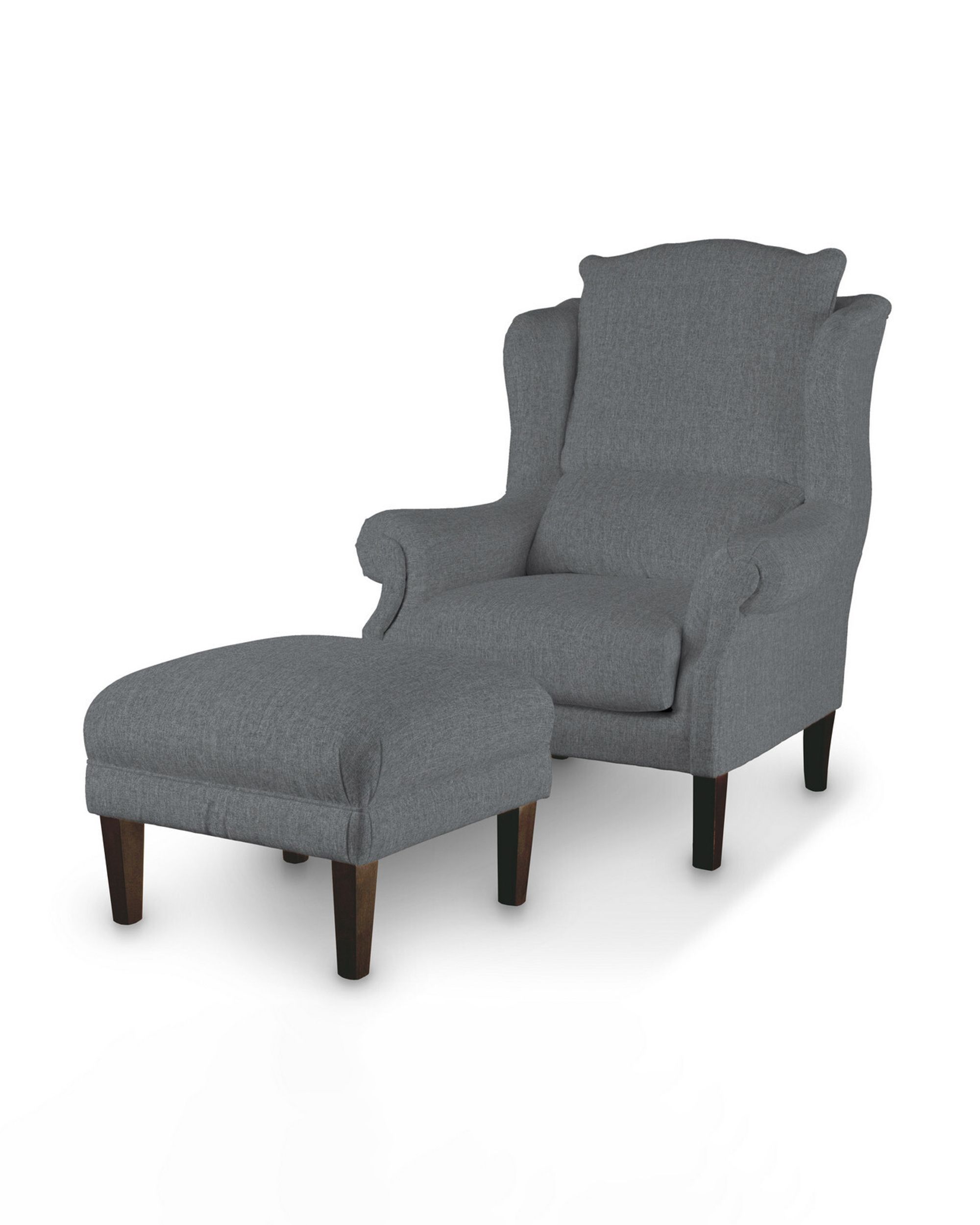 Armchair footstool colour grey fabric structured (hover)