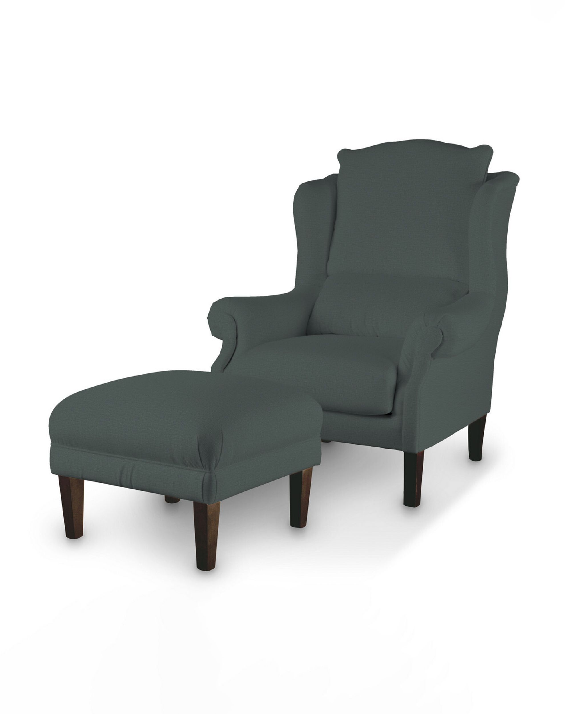 Armchair footstool colour green fabric velvet (hover)