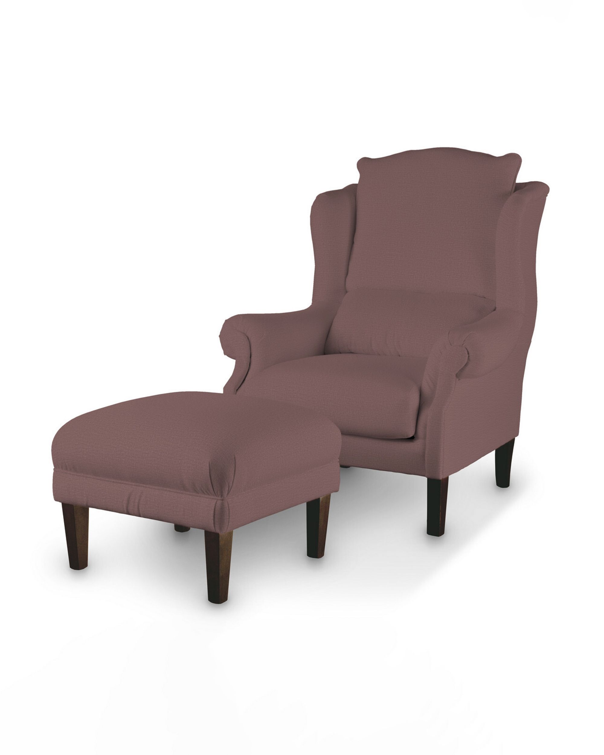 Armchair footstool colour purple fabric velvet (hover)