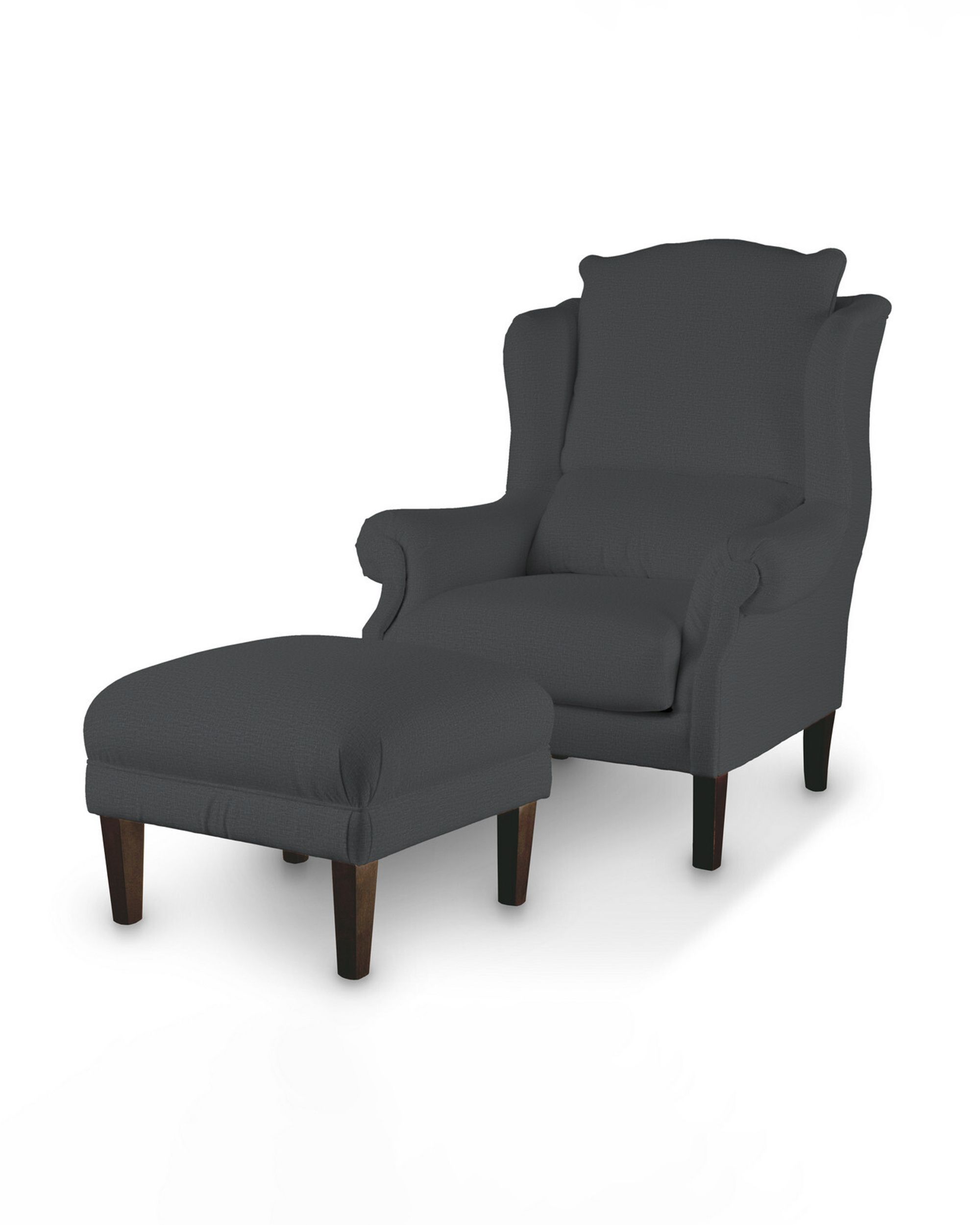 Armchair footstool colour grey fabric velvet (hover)
