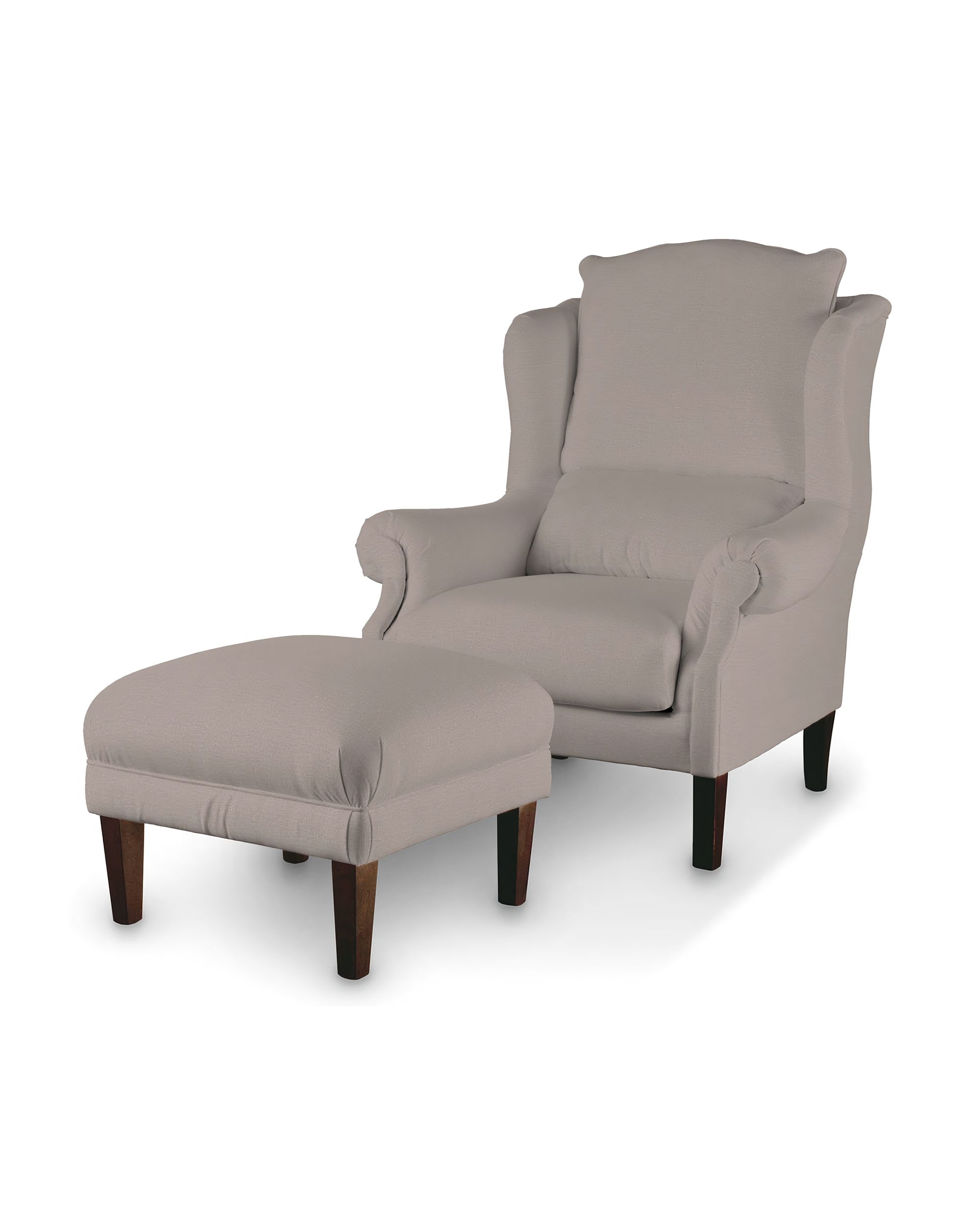 Armchair footstool colour beige fabric velvet (hover)
