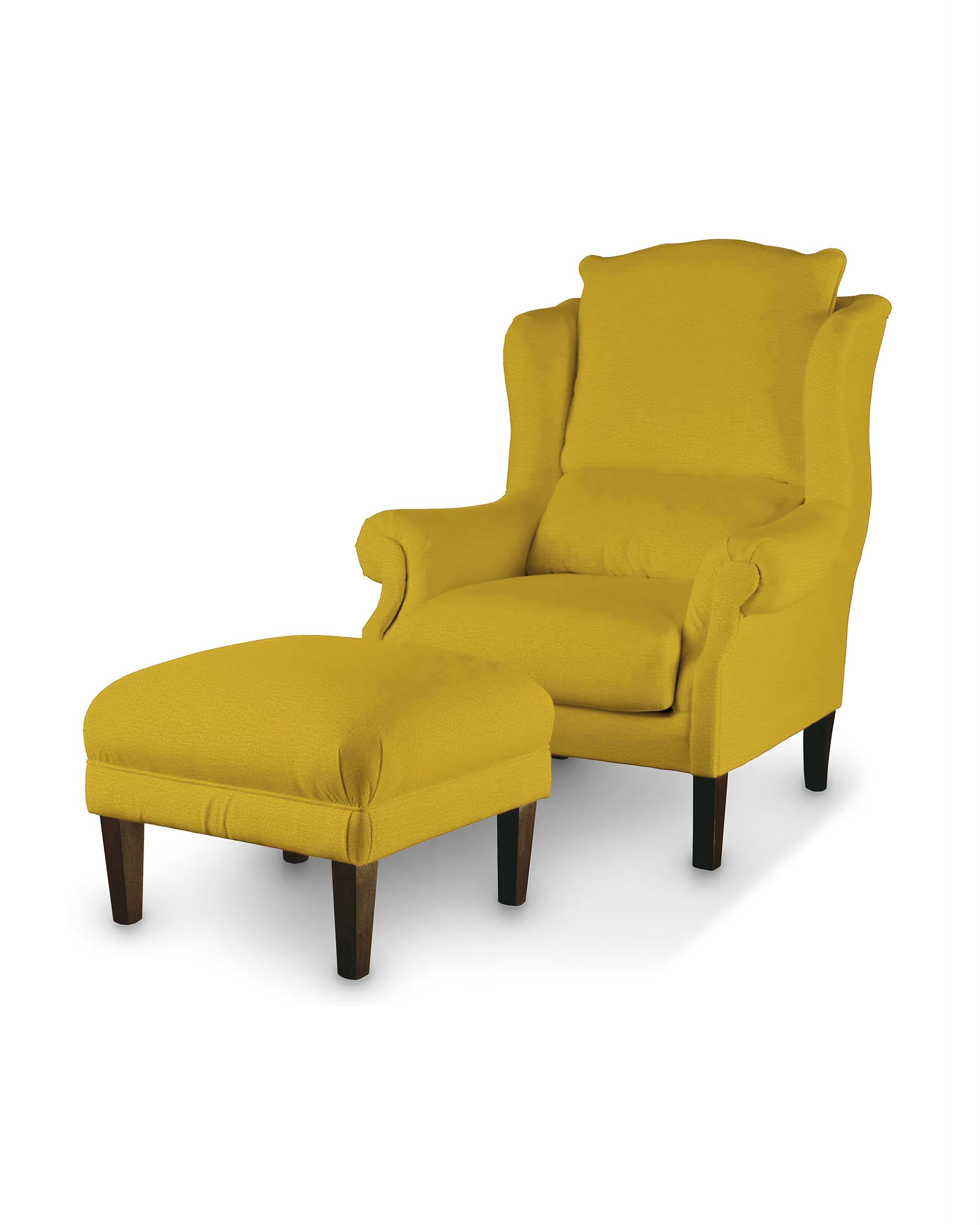 Armchair footstool colour yellow fabric velvet (hover)