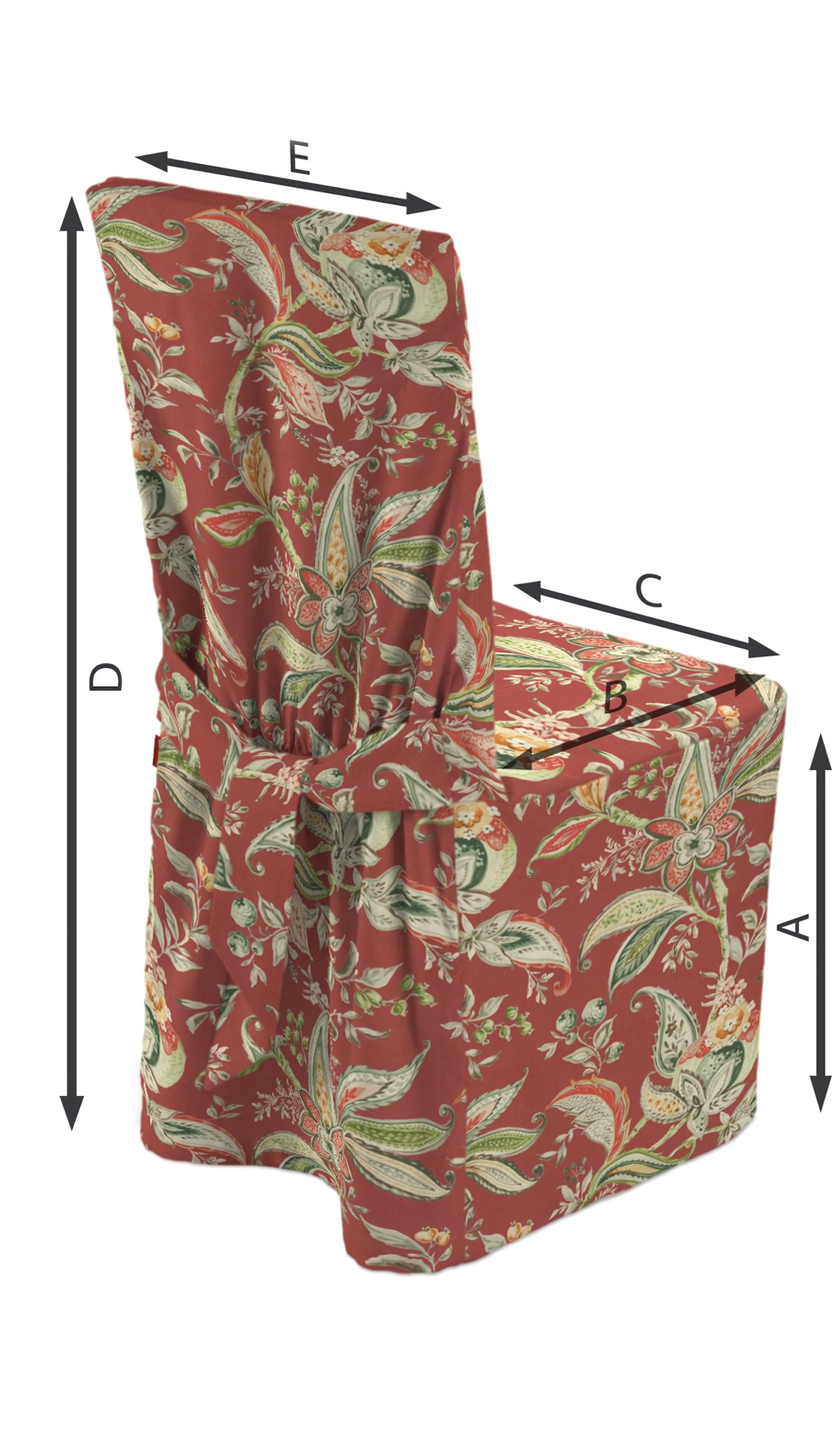 Chair cover colour red fabric patterned (hover)