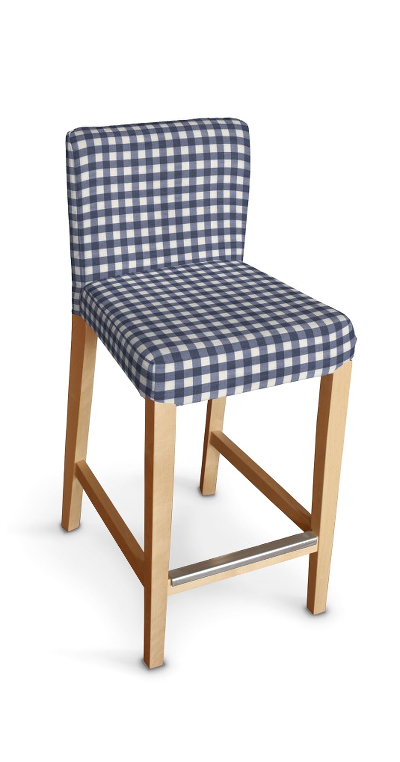 Henriksdal bar stool cover colour navy blue fabric patterned