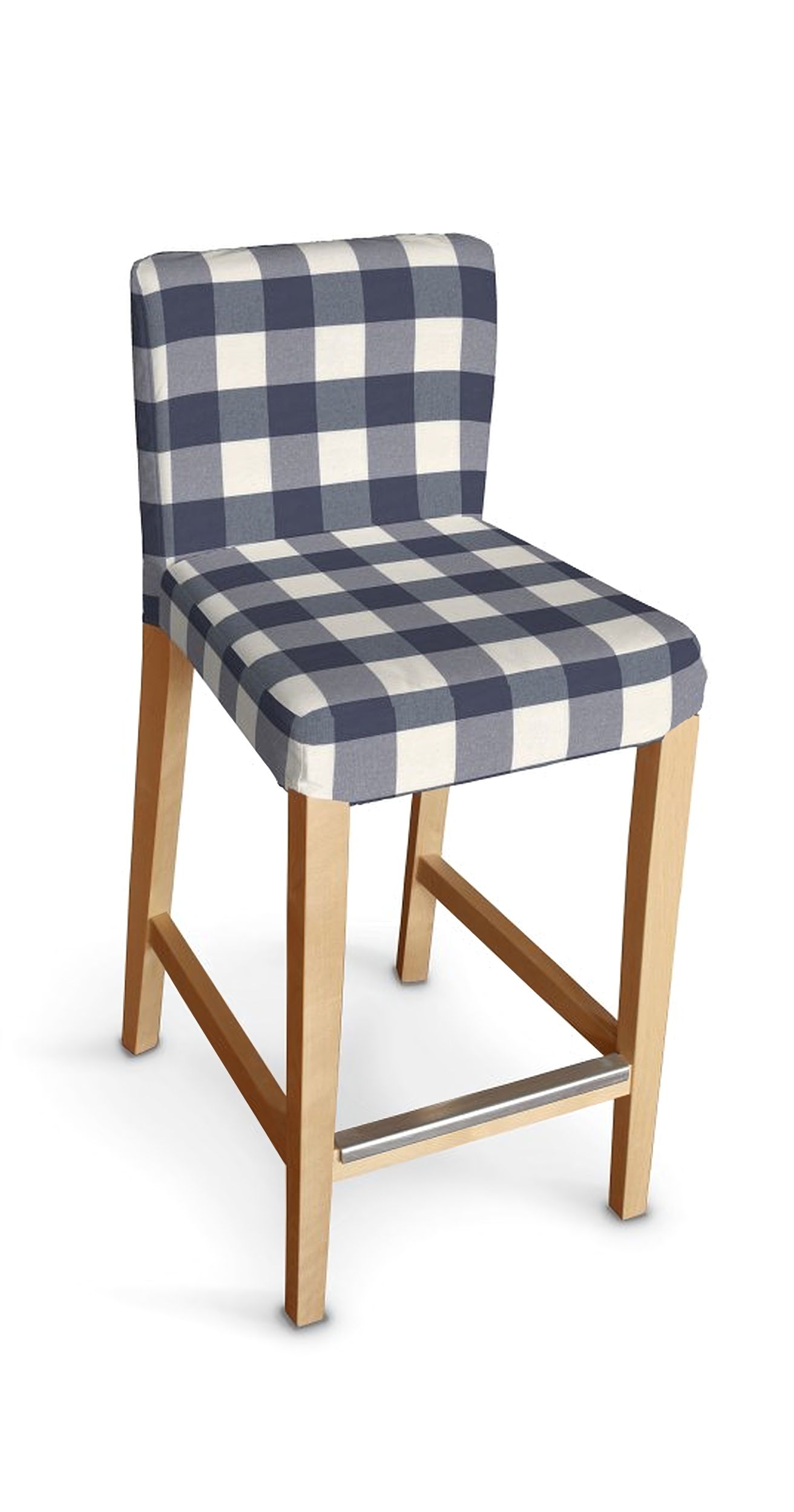 Henriksdal bar stool cover colour navy blue fabric patterned