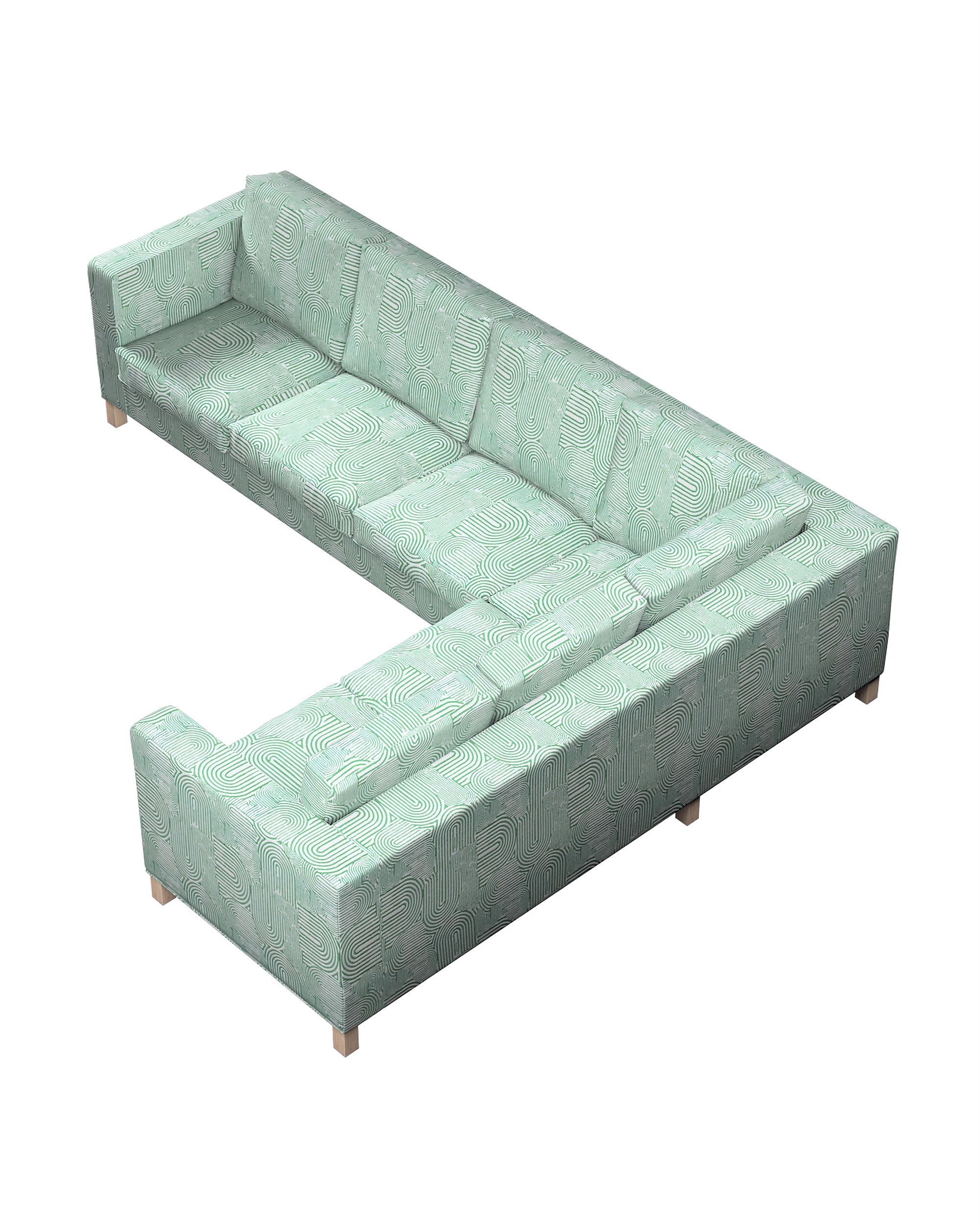 Karlanda corner sofa left cover 3+2 (or right 2+3) colour green fabric structured, patterned (hover)