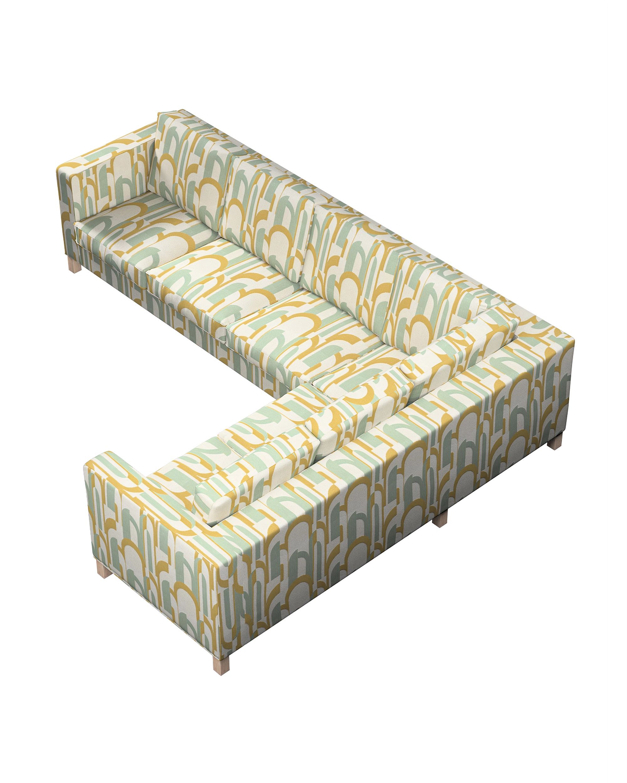 Karlanda corner sofa left cover 3+2 (or right 2+3) colour green fabric structured, patterned (hover)