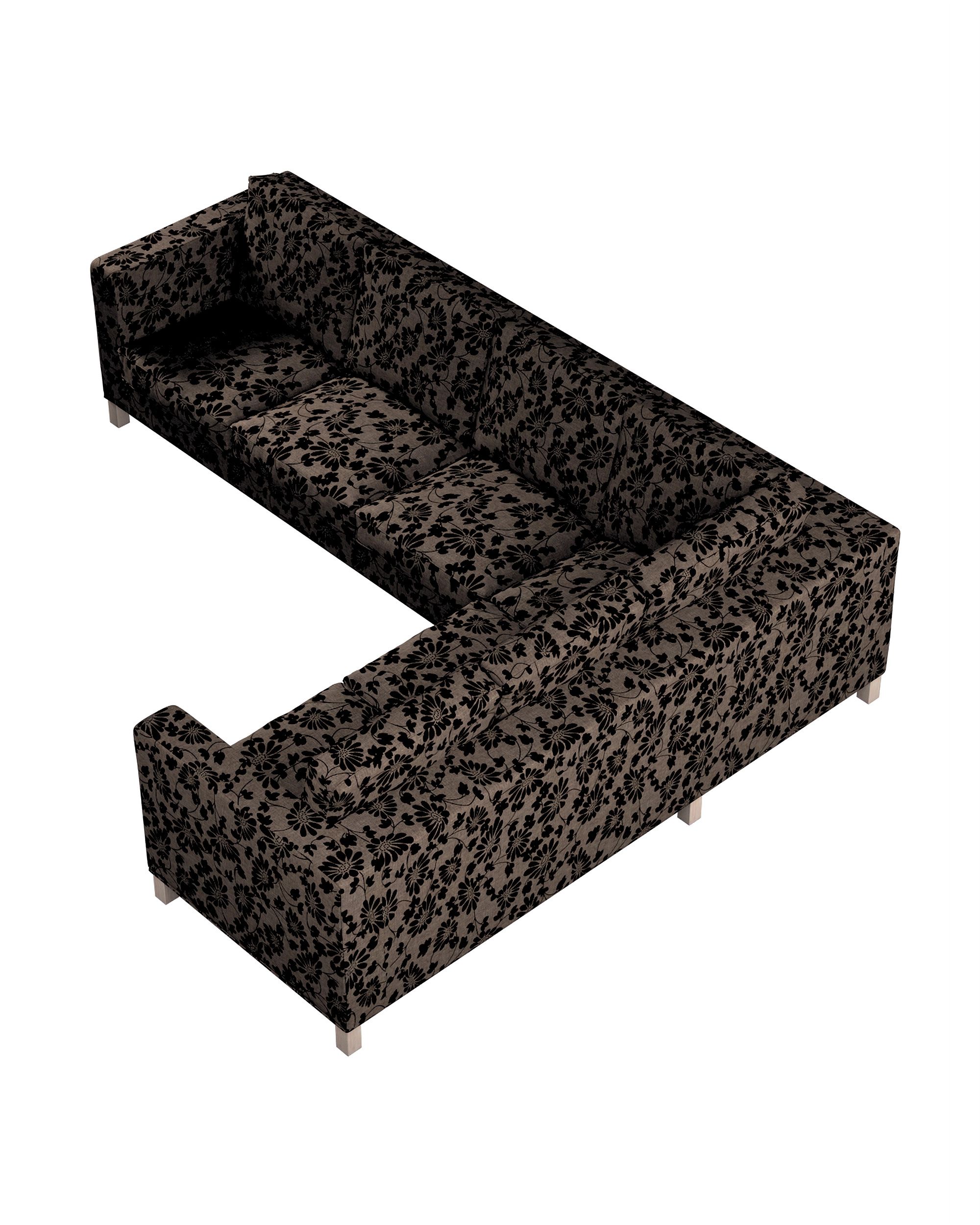 Karlanda corner sofa left cover 3+2 (or right 2+3) colour brown fabric structured, patterned (hover)