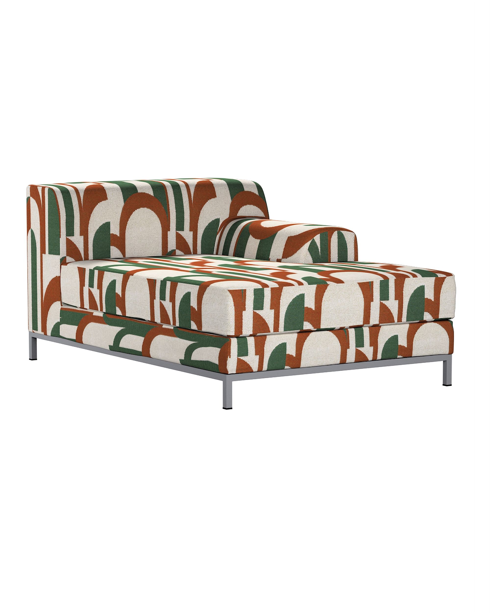 Kramfors chaise longue right cover colour green fabric structured, patterned