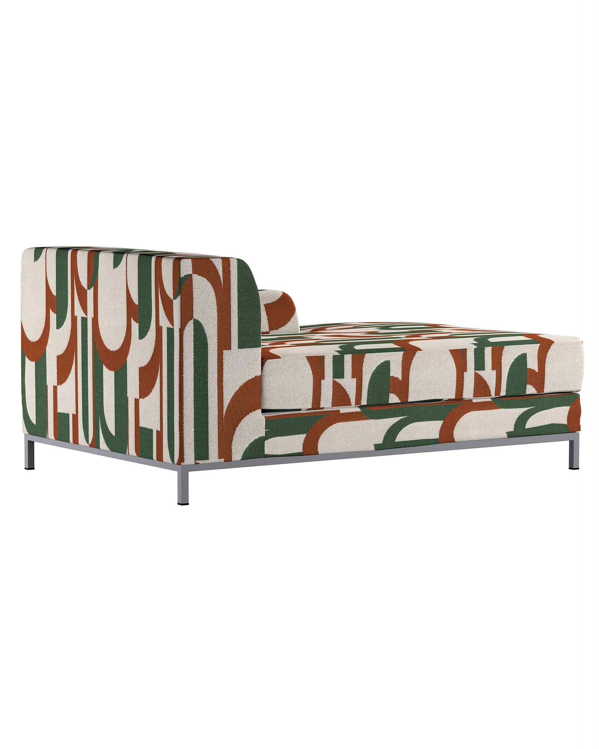 Kramfors chaise longue right cover colour green fabric structured, patterned (hover)