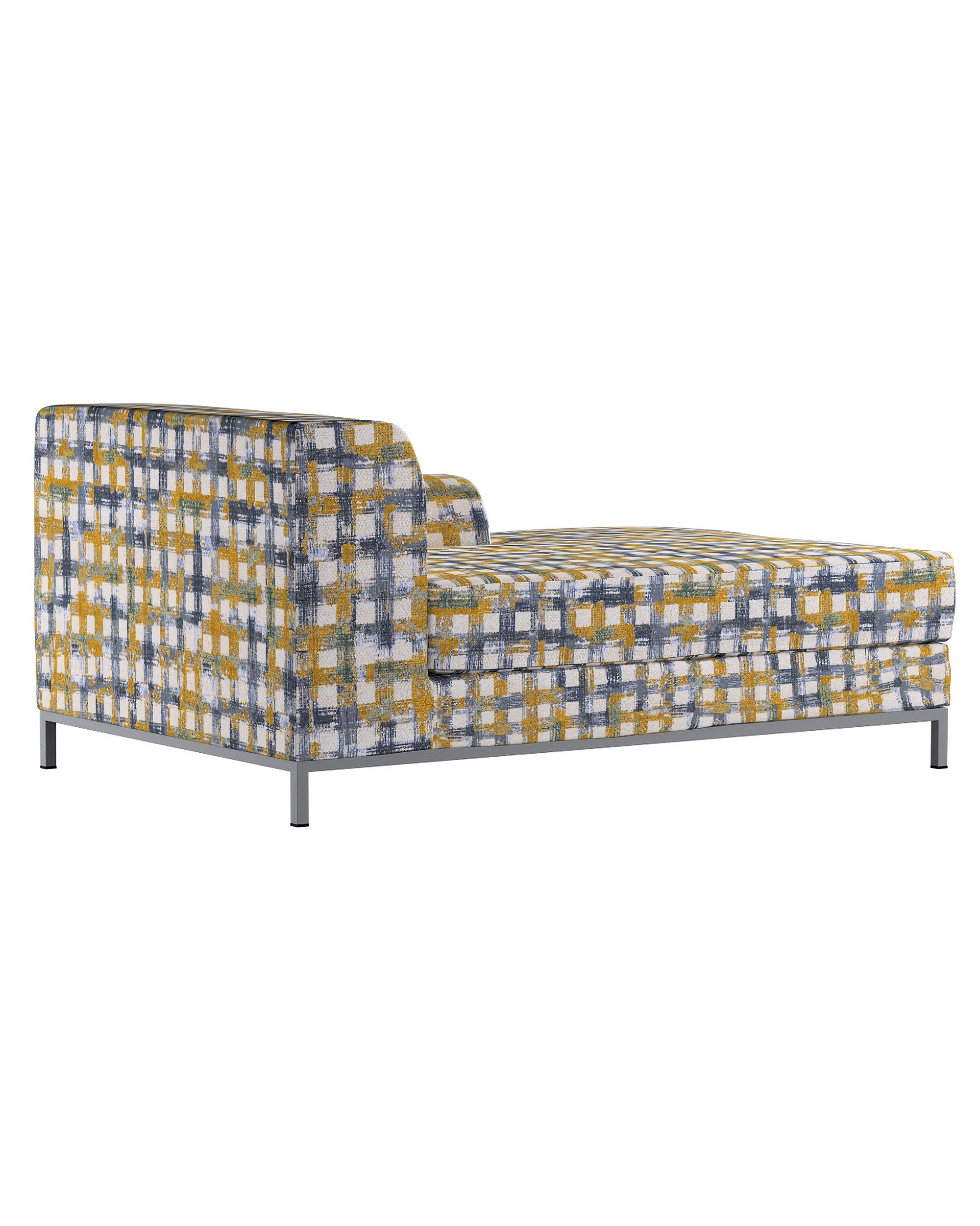 Kramfors chaise longue right cover colour blue fabric structured, patterned (hover)