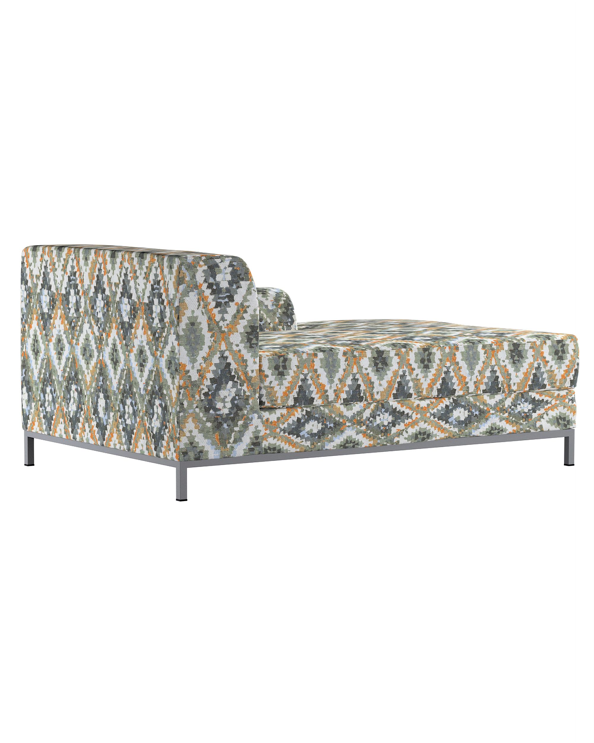 Kramfors chaise longue right cover colour blue fabric structured, patterned (hover)
